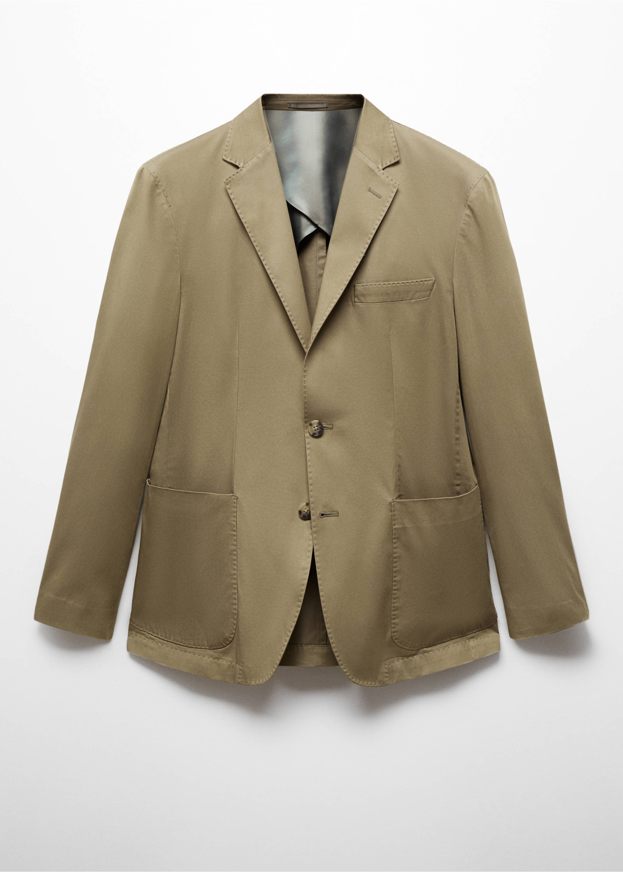 Slim Fit-Blazer aus Baumwolle - Artikel ohne Model, Khaki. Ref: 67036314-00.