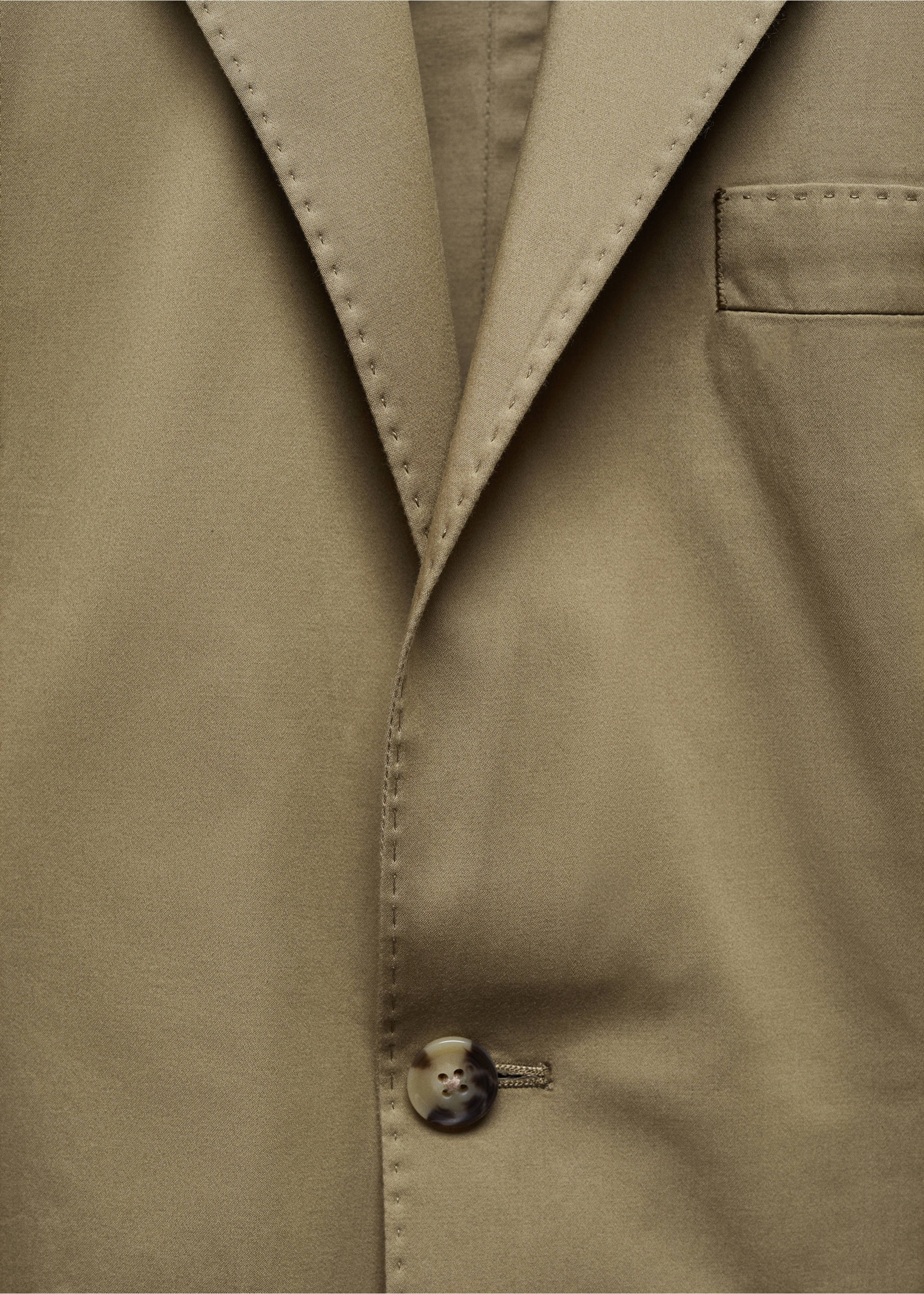 Slim Fit-Blazer aus Baumwolle - Detail des Artikels 8, Khaki. Ref: 67036314-00.