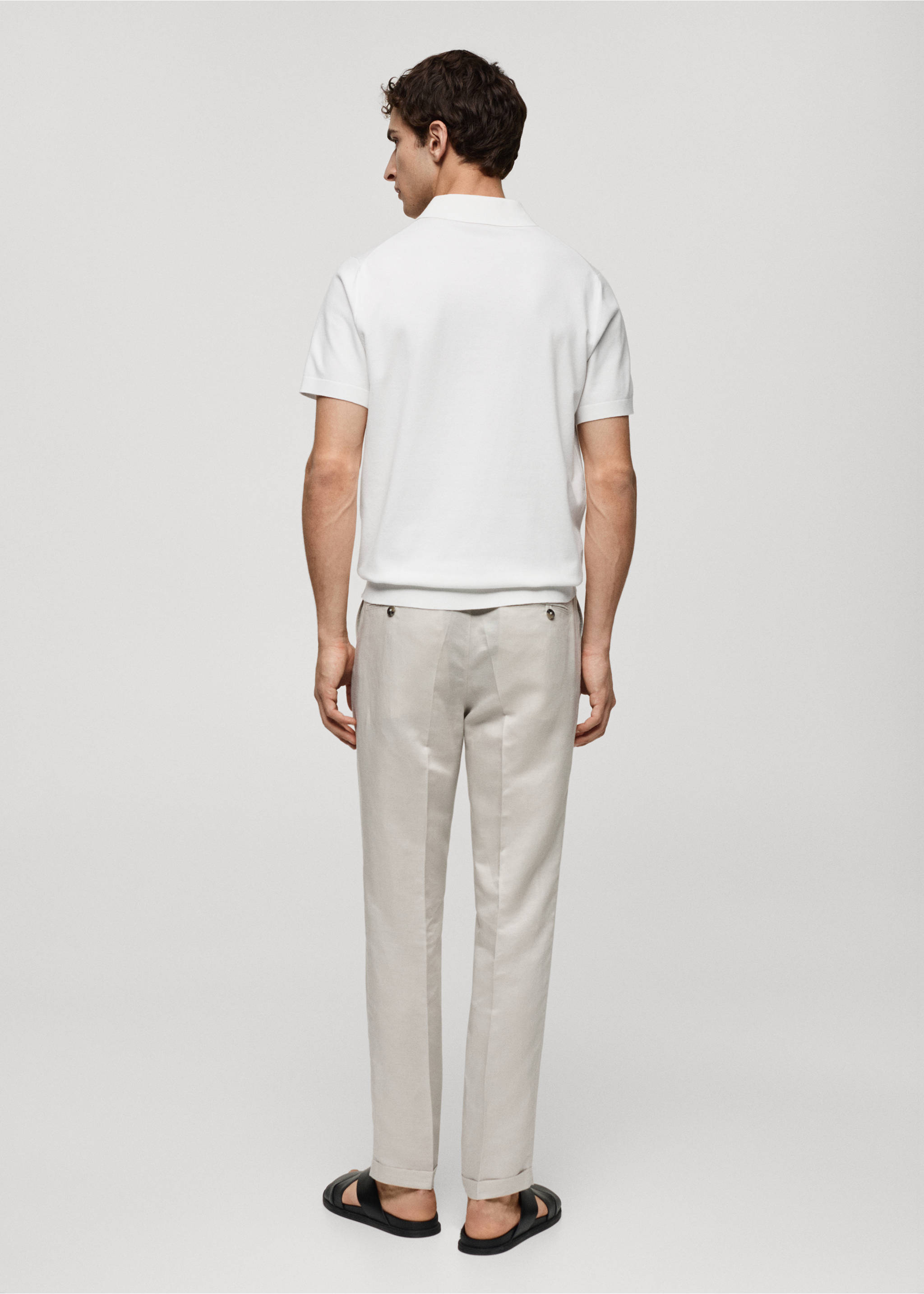 Fine-knit polo shirt - Reverse of the article, White. Ref: 67036315-00.
