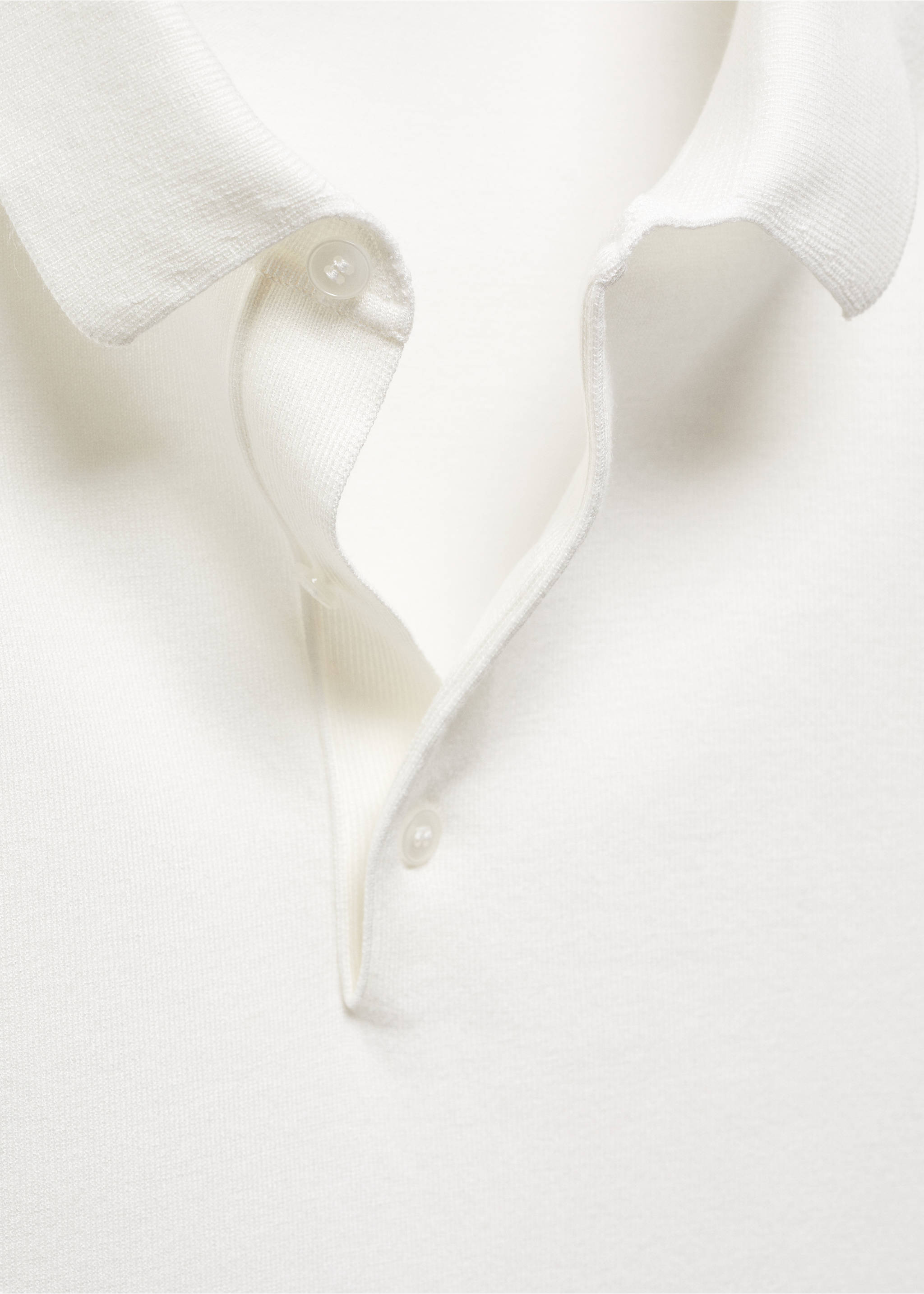 Fine-knit polo shirt - Details of the article 8, White. Ref: 67036315-00.