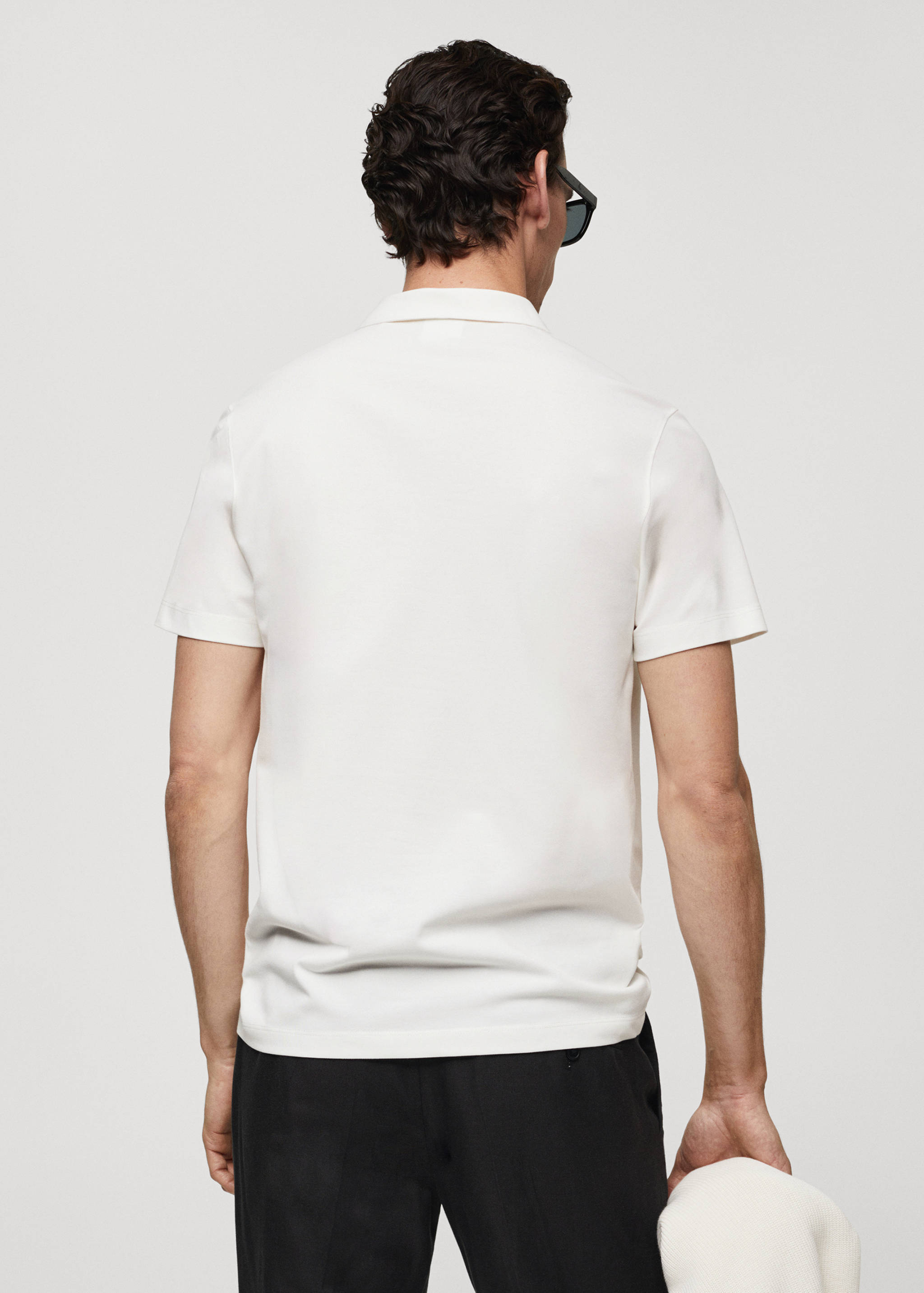 Slim-fit cotton piqué textured polo shirt - Reverse of the article