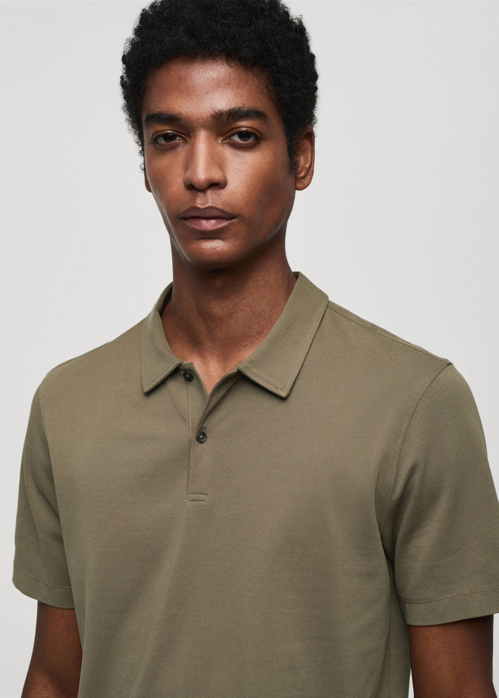 Slim-fit cotton piqué textured polo shirt - Details of the article 1