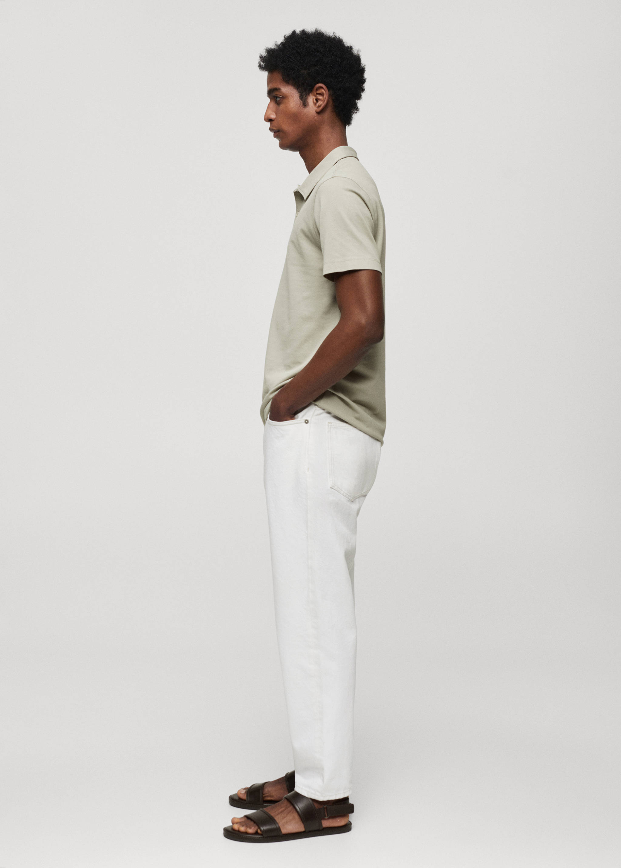 Slim-fit cotton piqué textured polo shirt - Details of the article 2