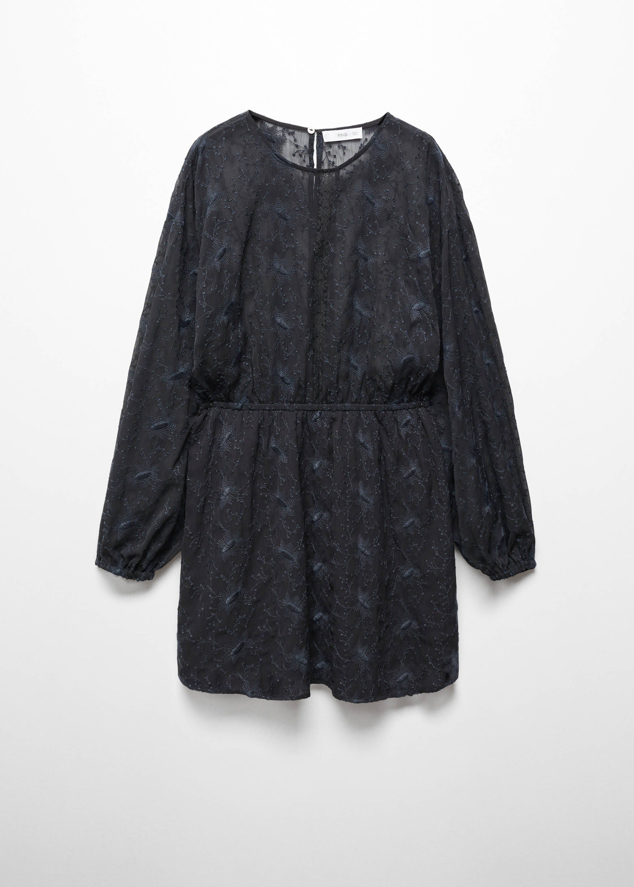 Broderad klänning ballongärm - Artikel utan modell