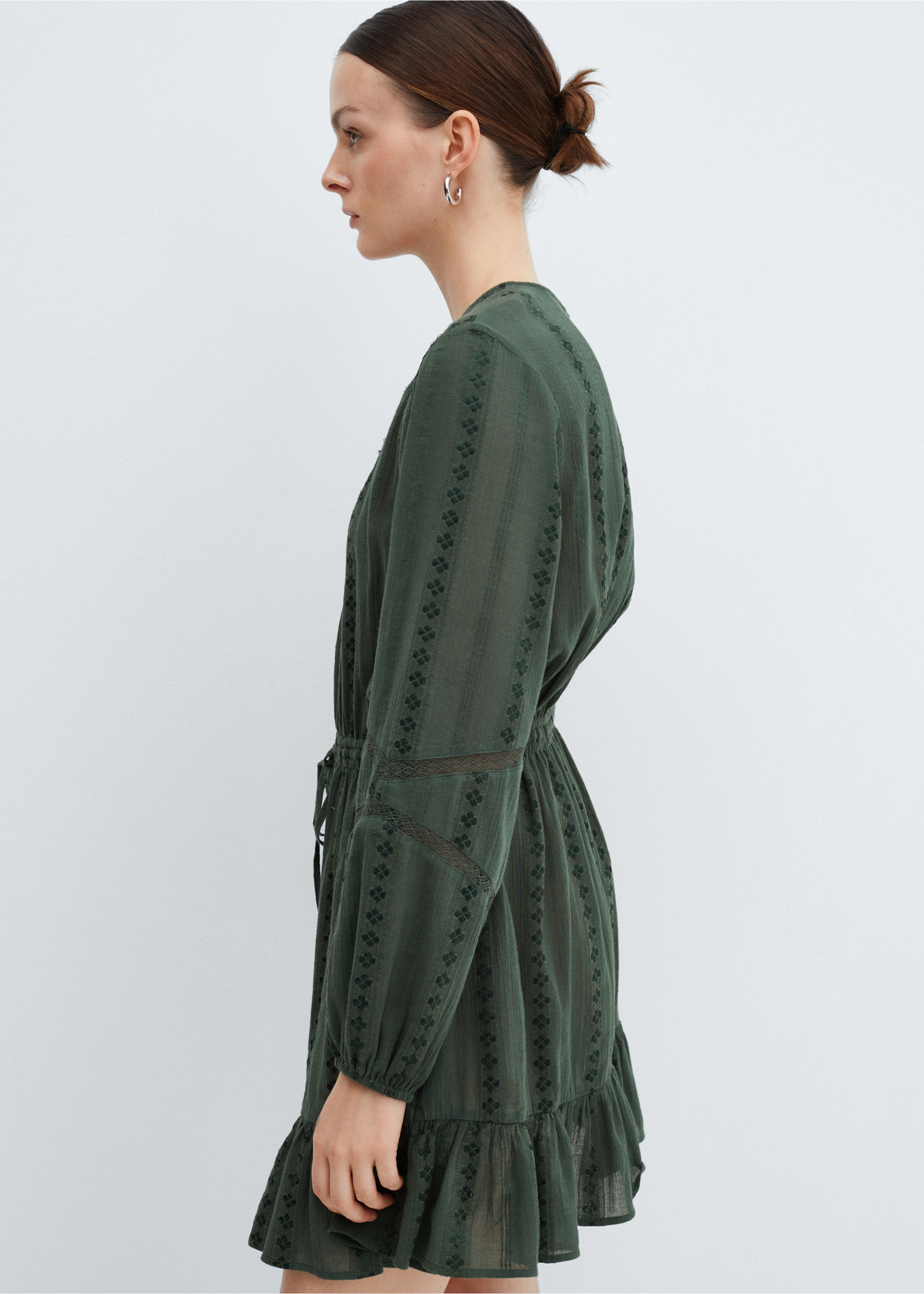 Puff-sleeved embroidered dress - Medium plane