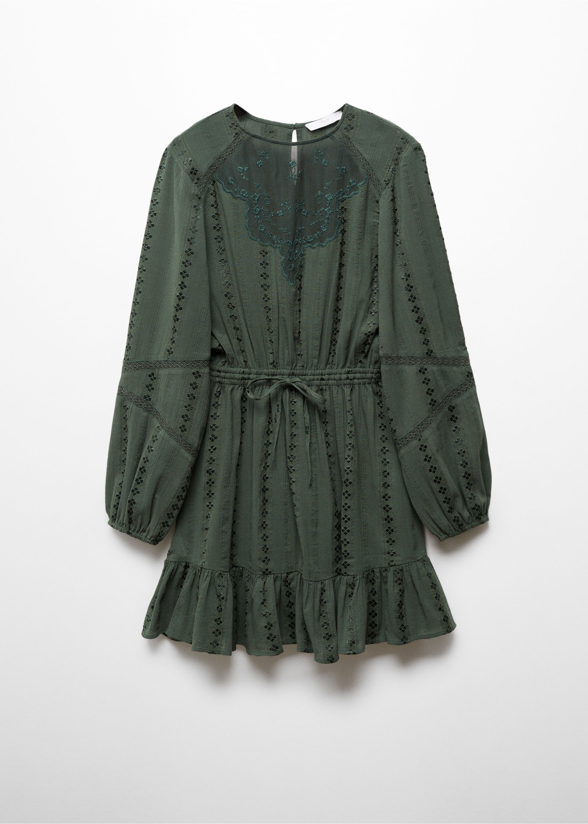 Puff-sleeved embroidered dress - Article without model