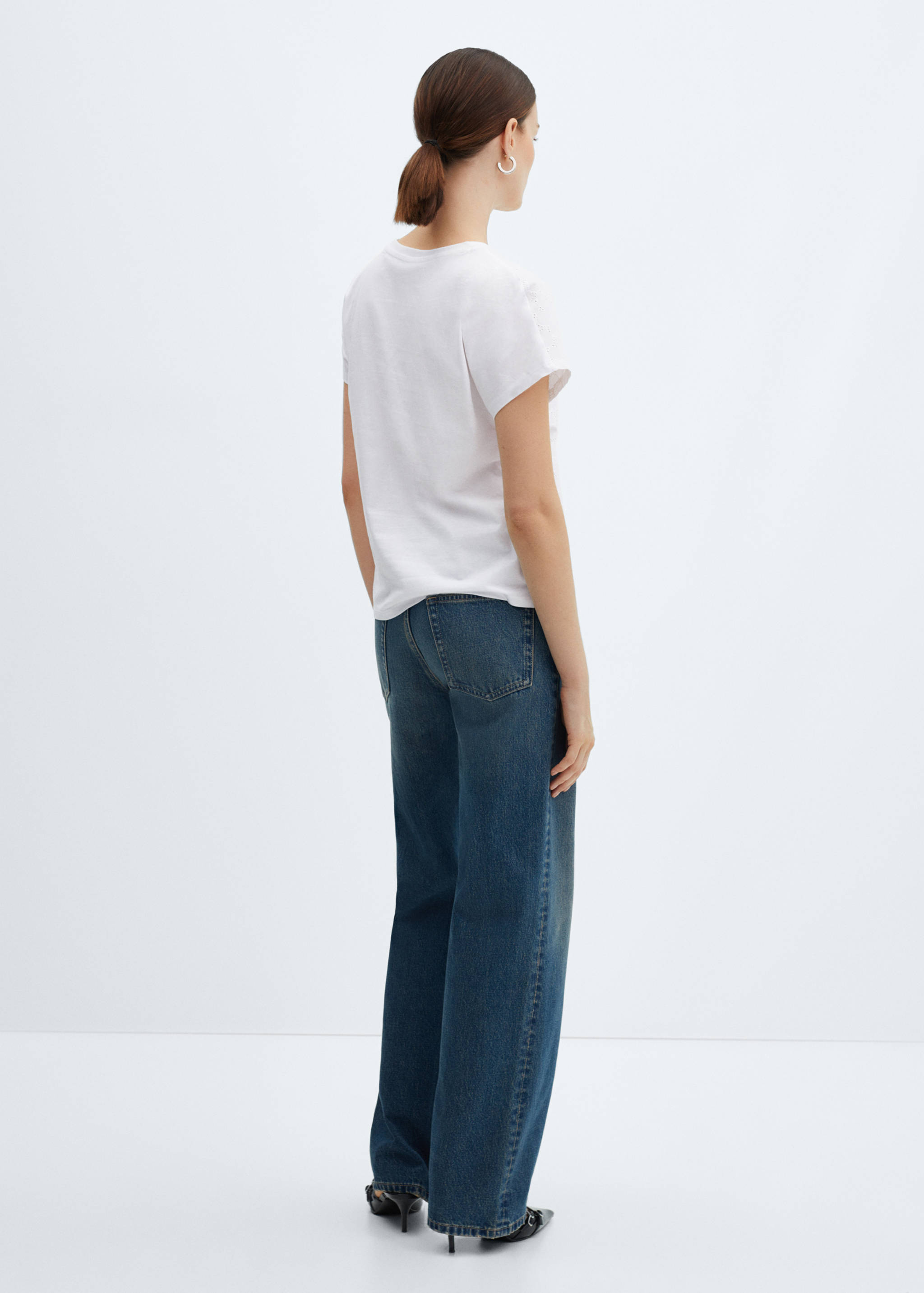 Opengewerkt T-shirt van katoen - Achterkant van het artikel