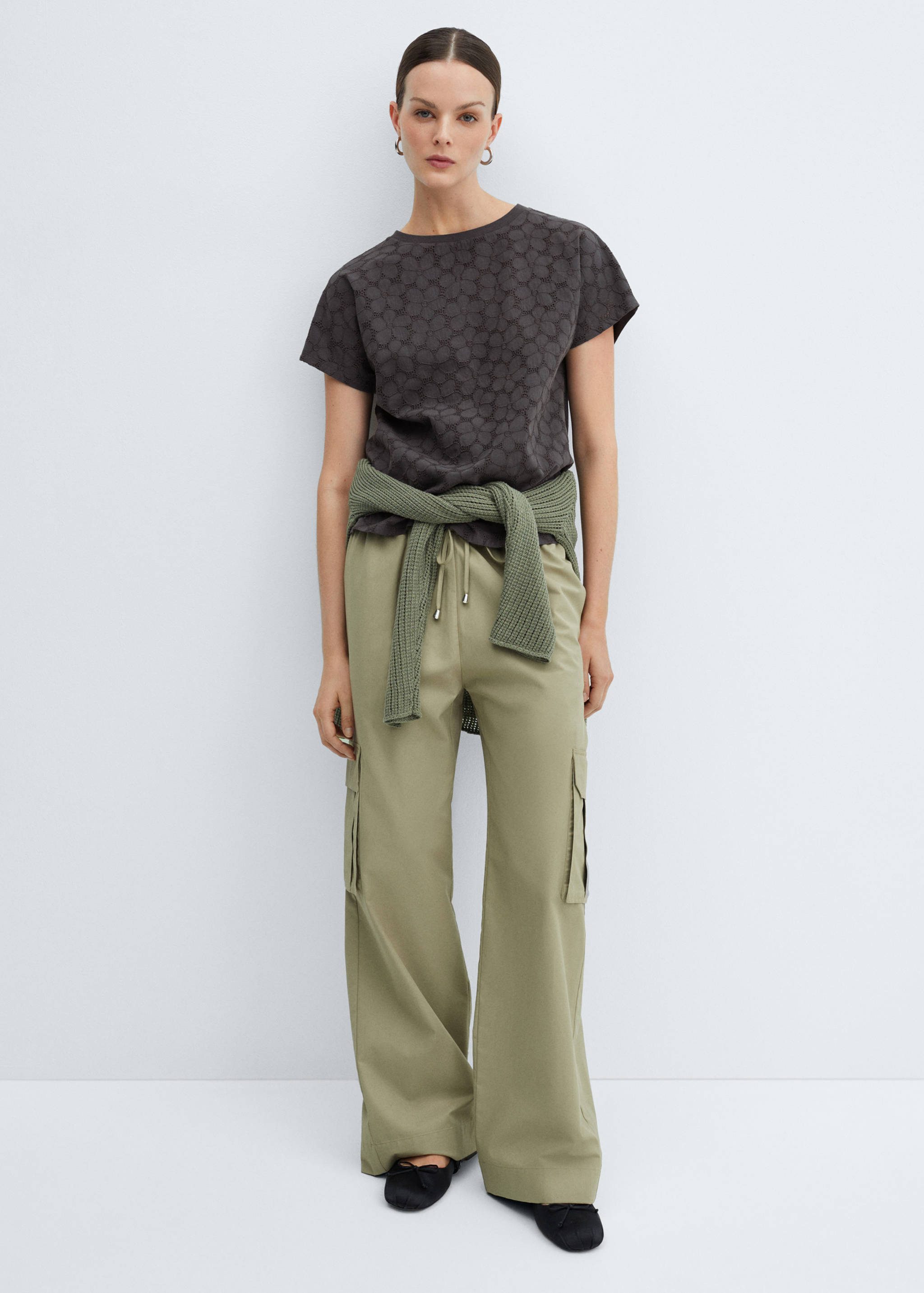 Opengewerkt T-shirt van katoen - Overzichtstekening