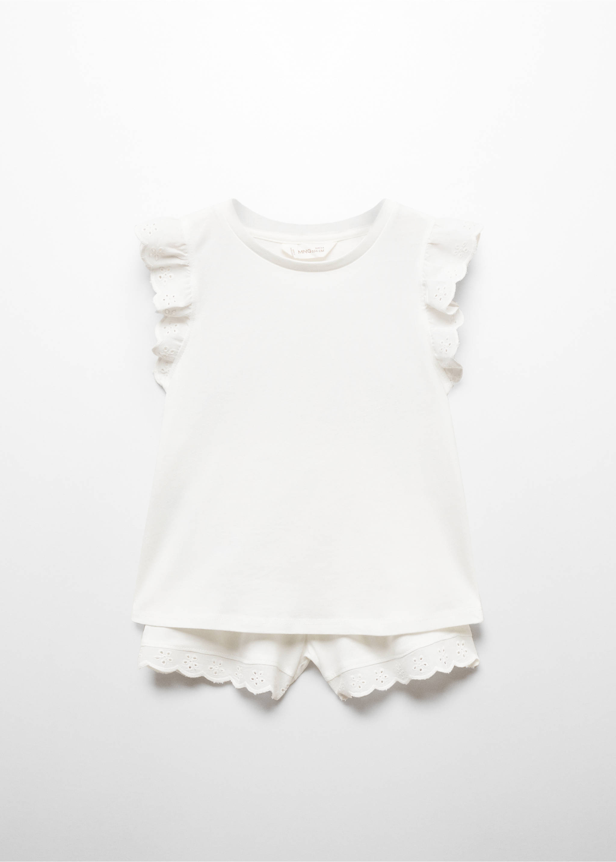 Ruffled cotton pyjamas - Article without model, Off White. Ref: 67036337-00.