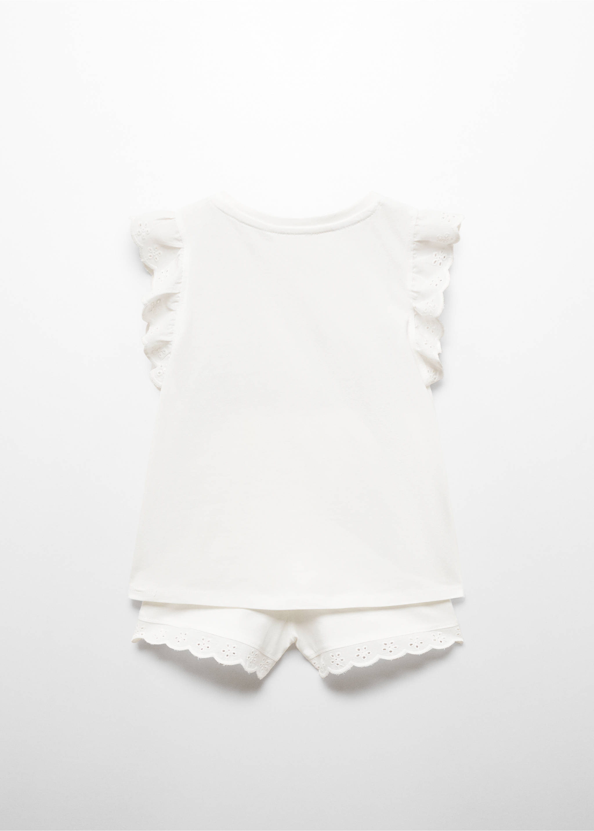 Ruffled cotton pyjamas - Reverse of the article, Off White. Ref: 67036337-00.