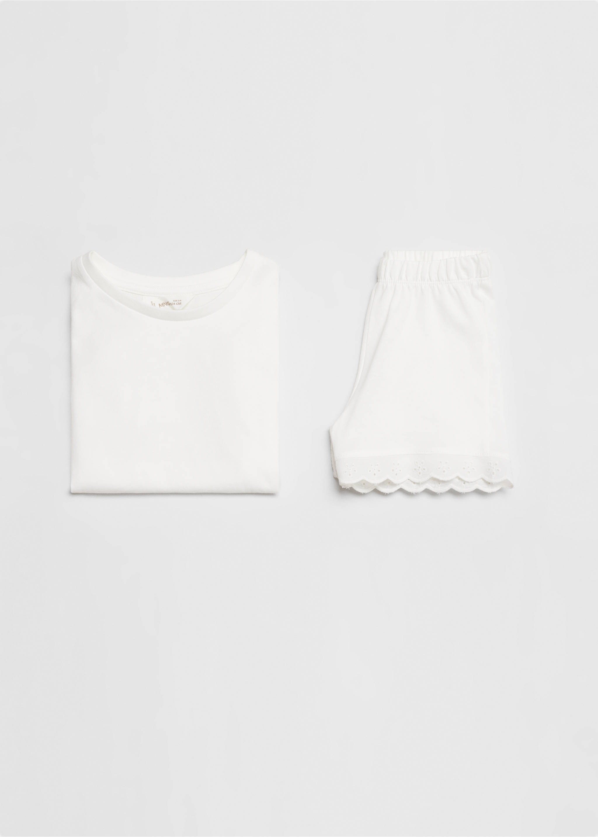 Ruffled cotton pyjamas - Details of the article 0, Off White. Ref: 67036337-00.