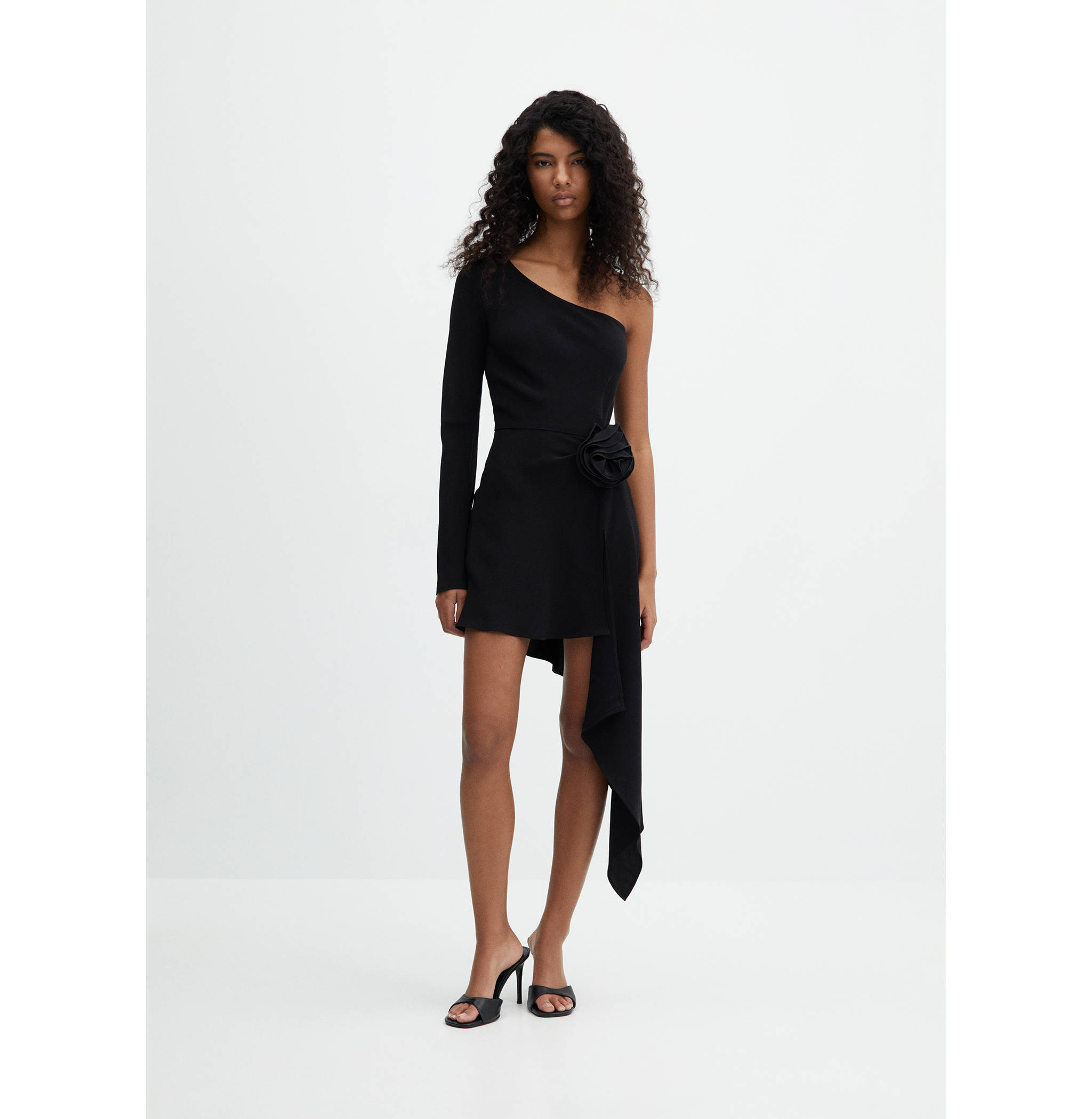 Asymmetrisches Kleid mit XXL-Blume - Allgemeine Ansicht
