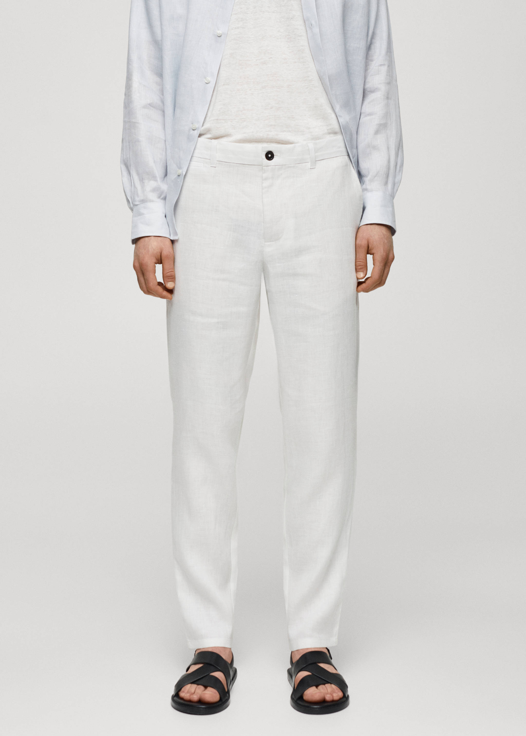 Pantalon 100 % lin slim fit - Plan moyen