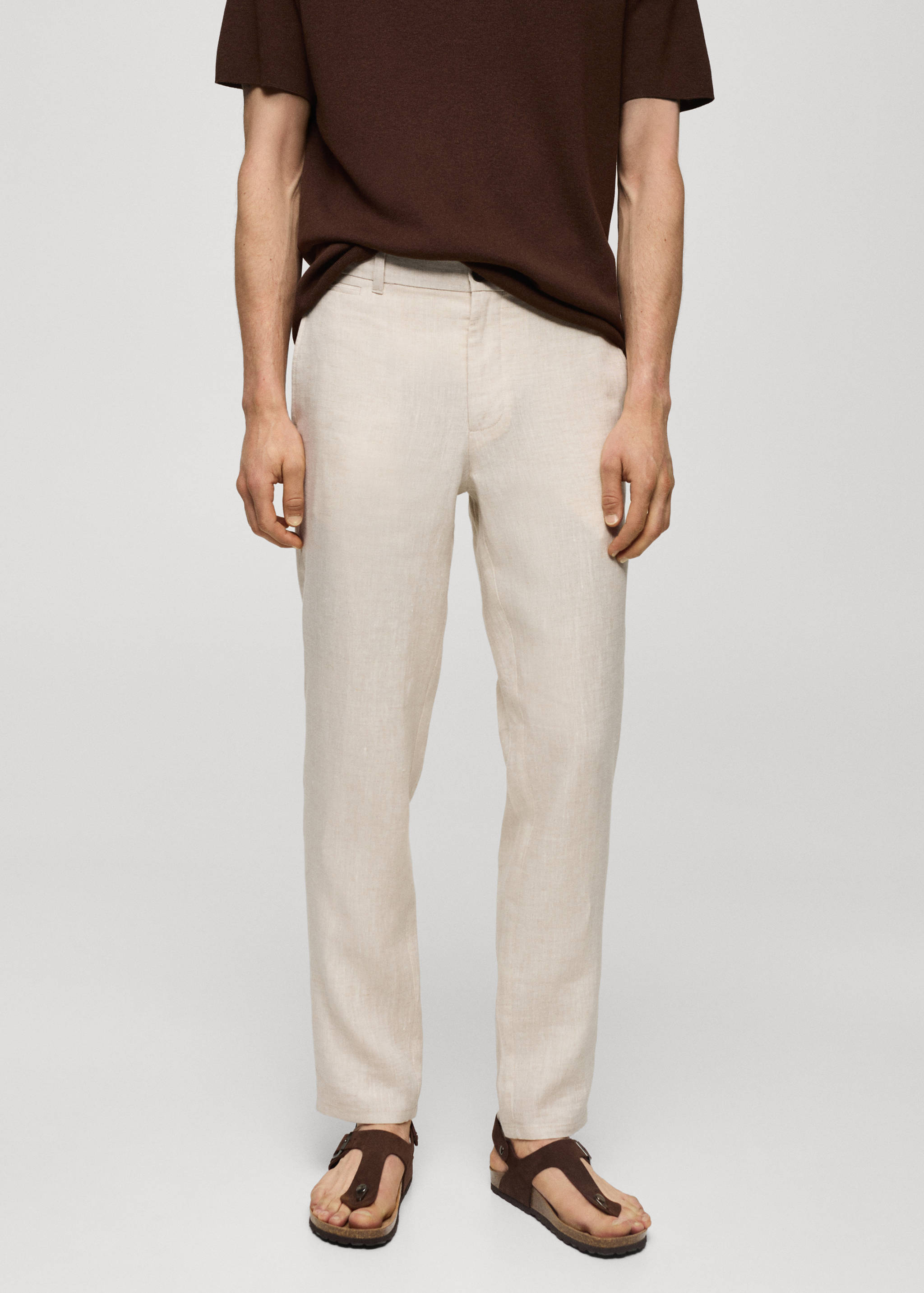 Pantalon 100 % lin slim fit - Plan moyen