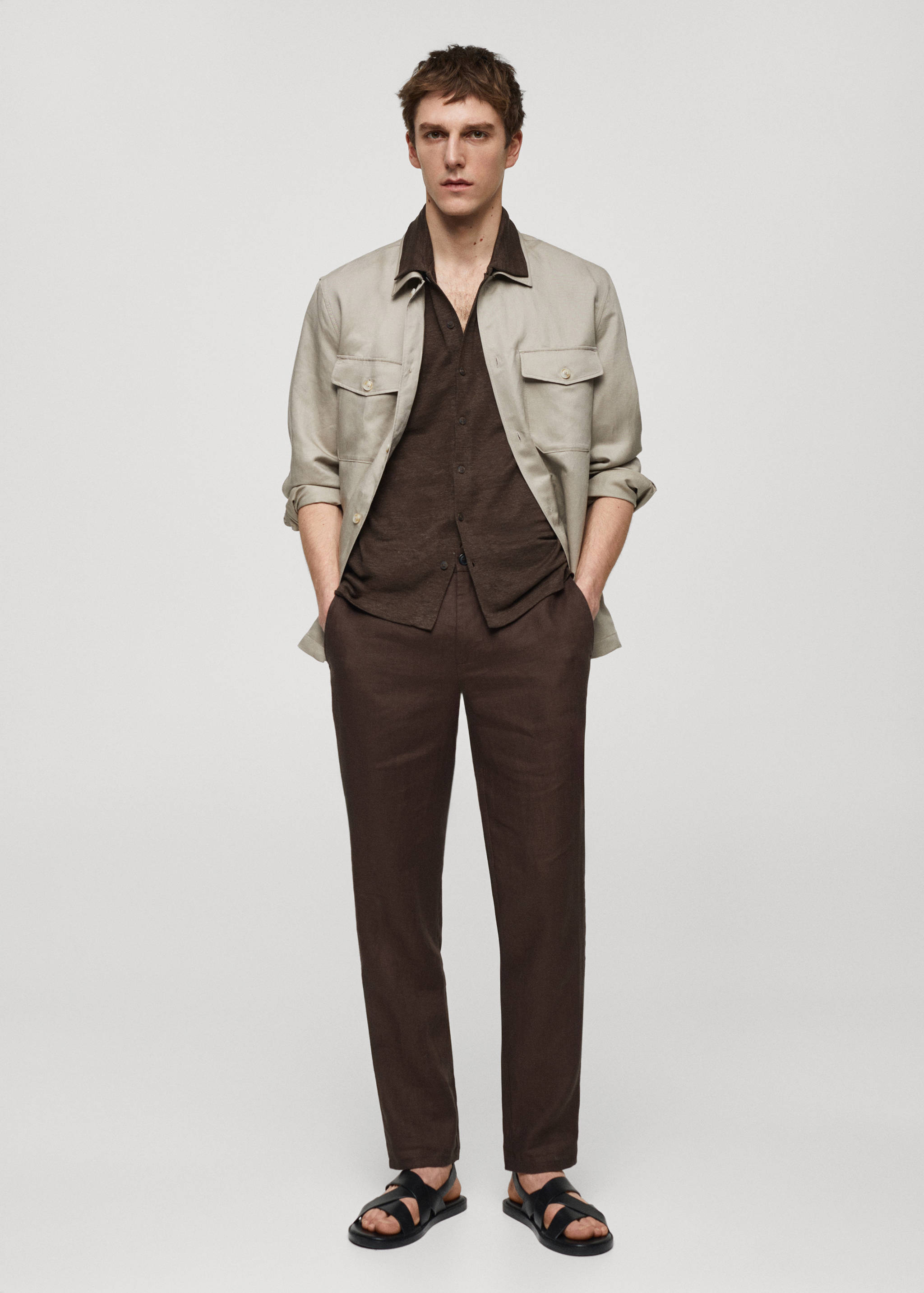 Pantalon 100 % lin slim fit - Plan général