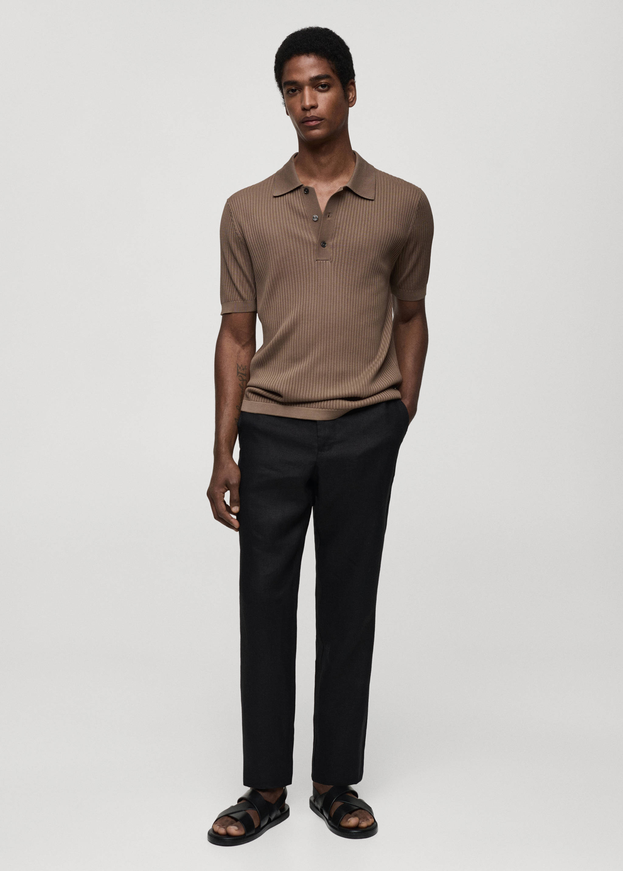 Slim fit broek 100% linnen - Overzichtstekening