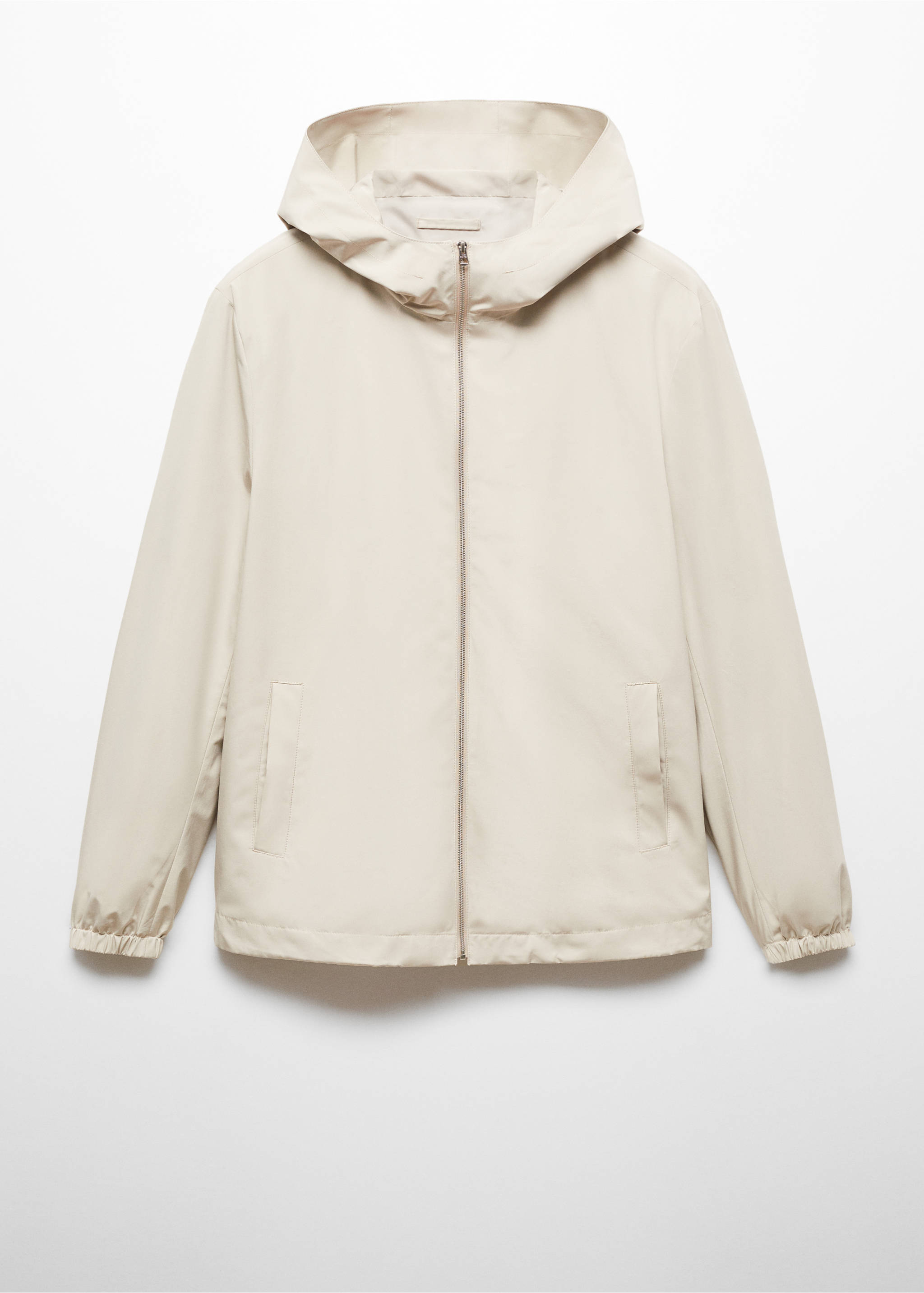 Hooded zip-up jacket - Article without model, Ecru. Ref: 67036726-00.