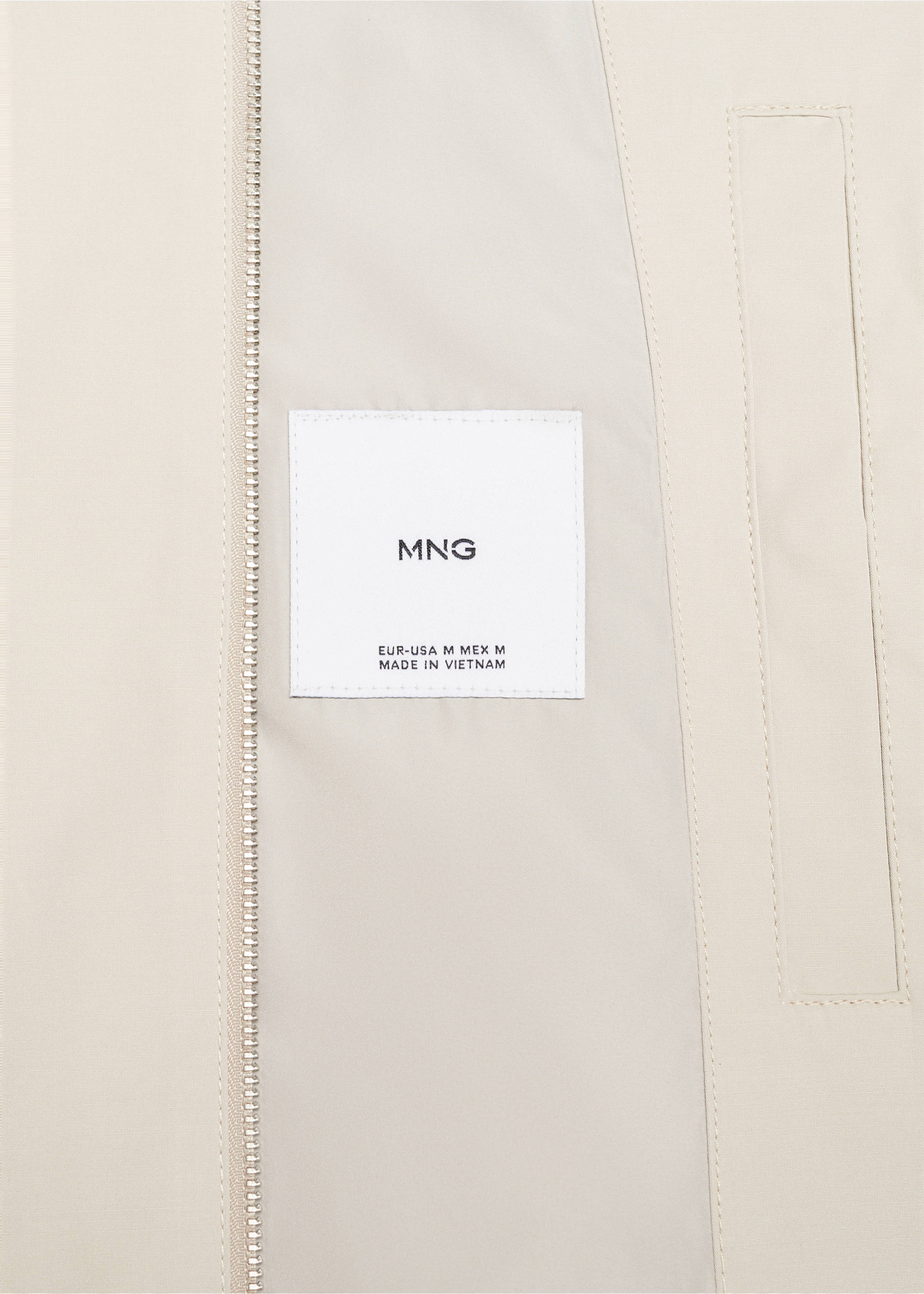 Hooded zip-up jacket - Details of the article 8, Ecru. Ref: 67036726-00.