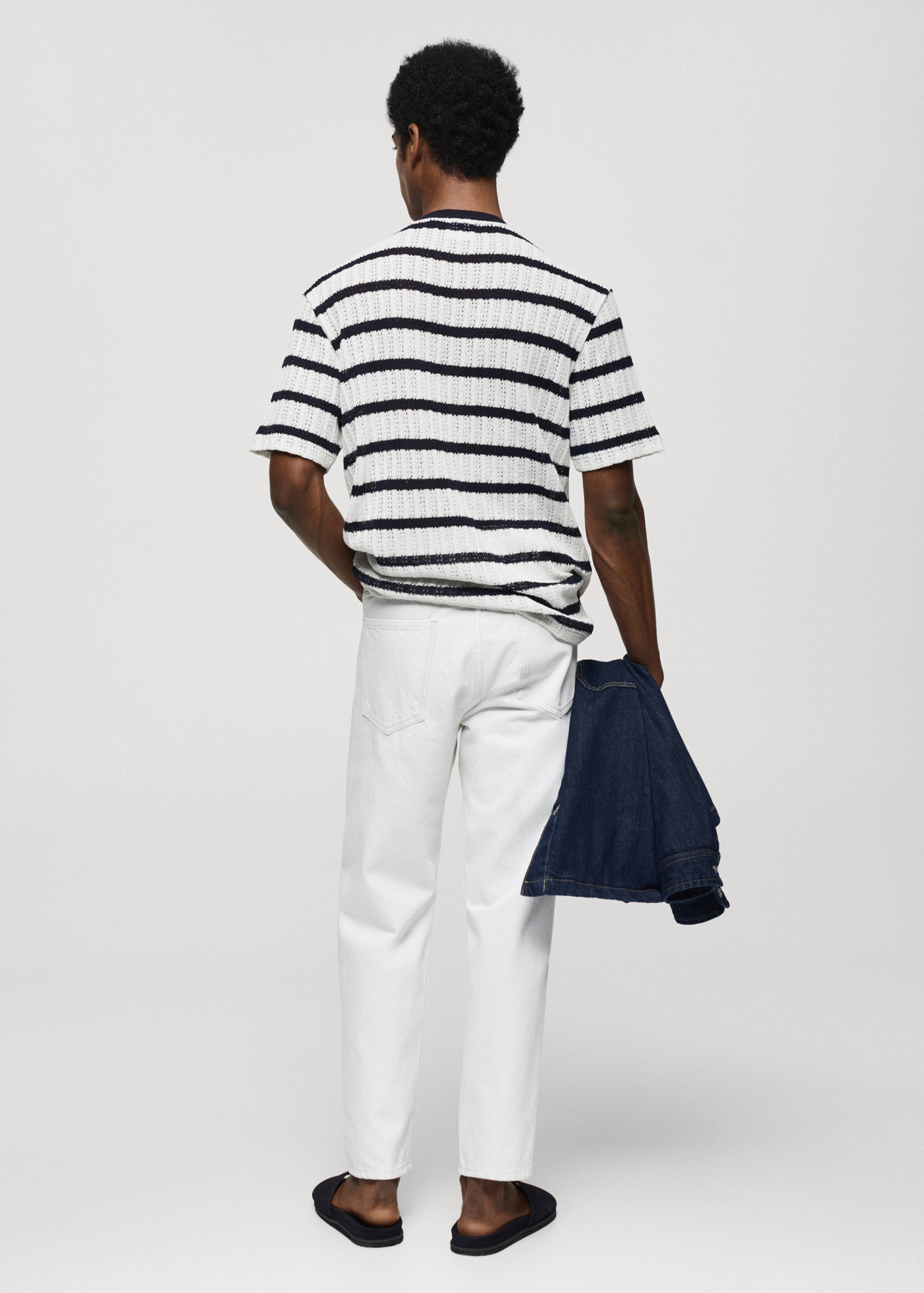 Regular-fit openwork striped t-shirt - Reverse of the article