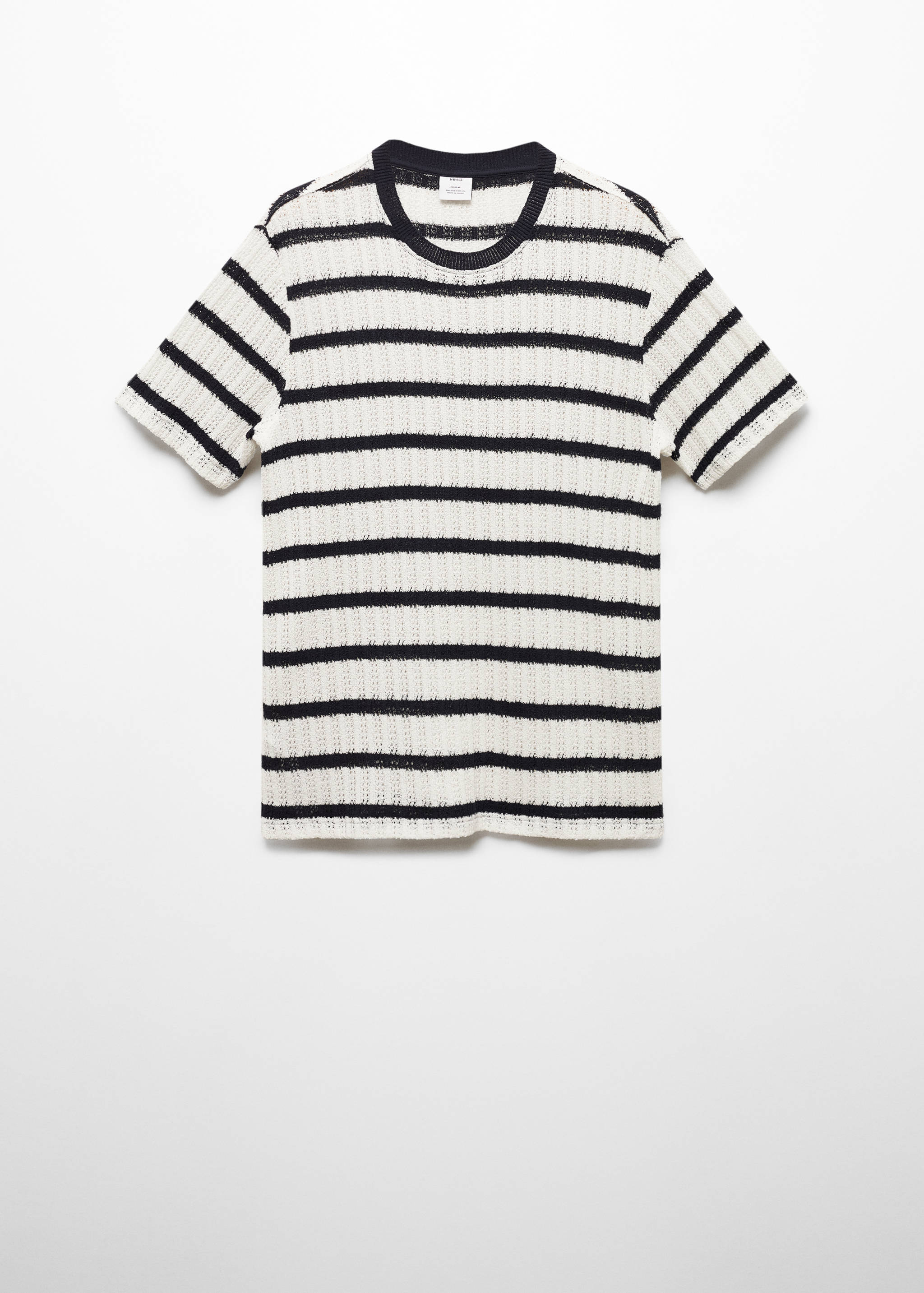 Regular-fit openwork striped t-shirt - Article without model