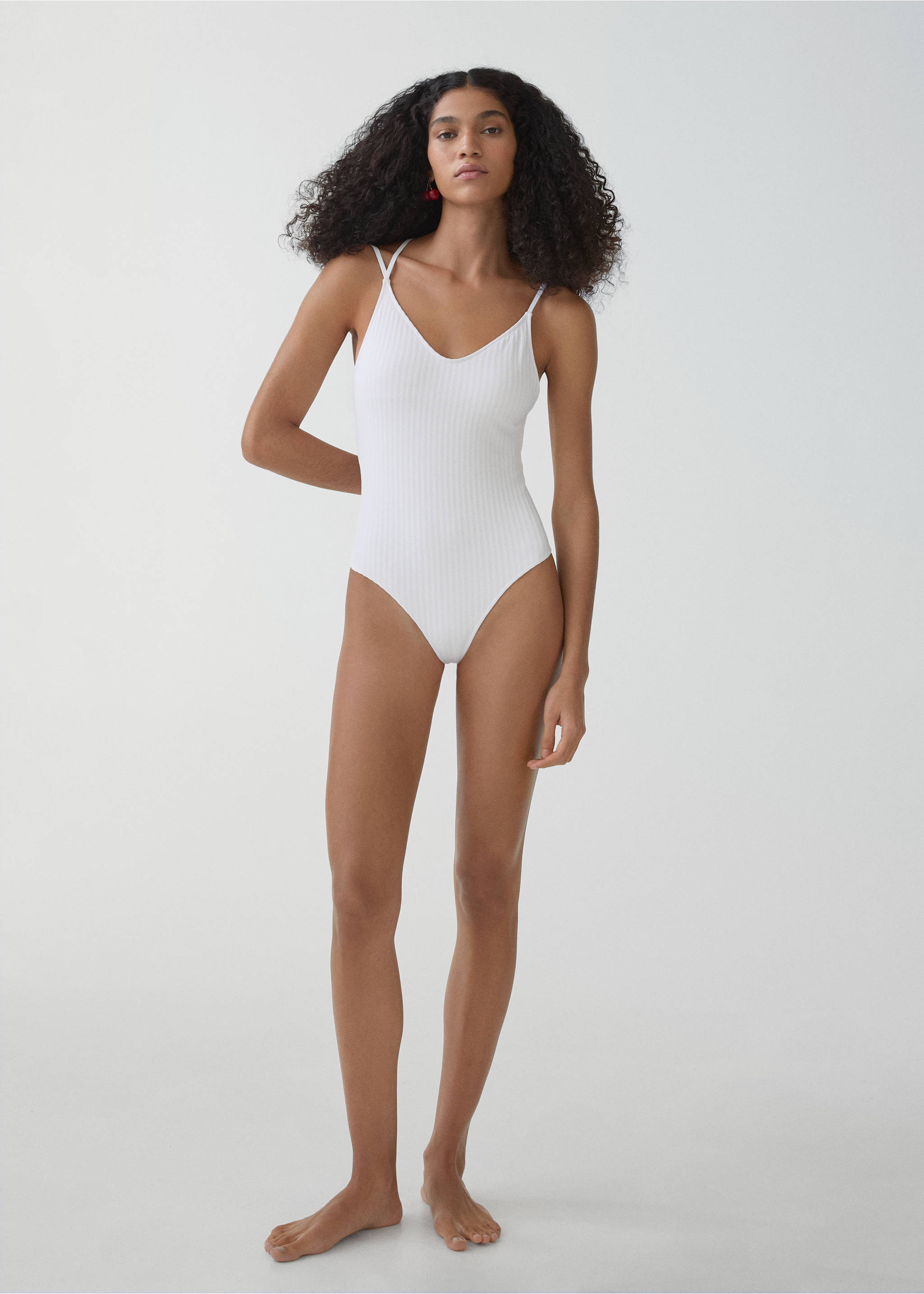 V-neck swimsuit - General plane, White. Ref: 67036737-00.