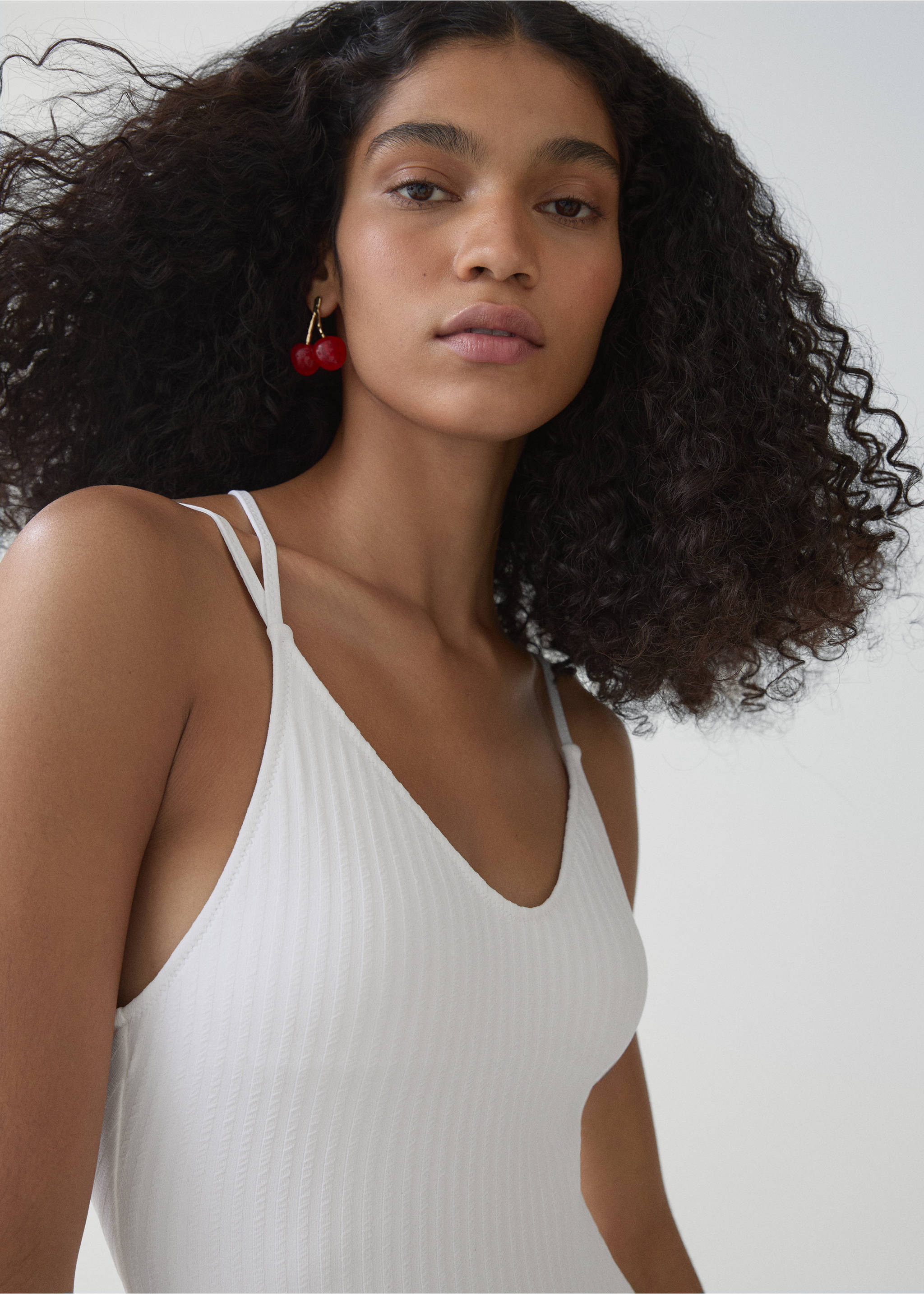 V-neck swimsuit - Details of the article 1, White. Ref: 67036737-00.
