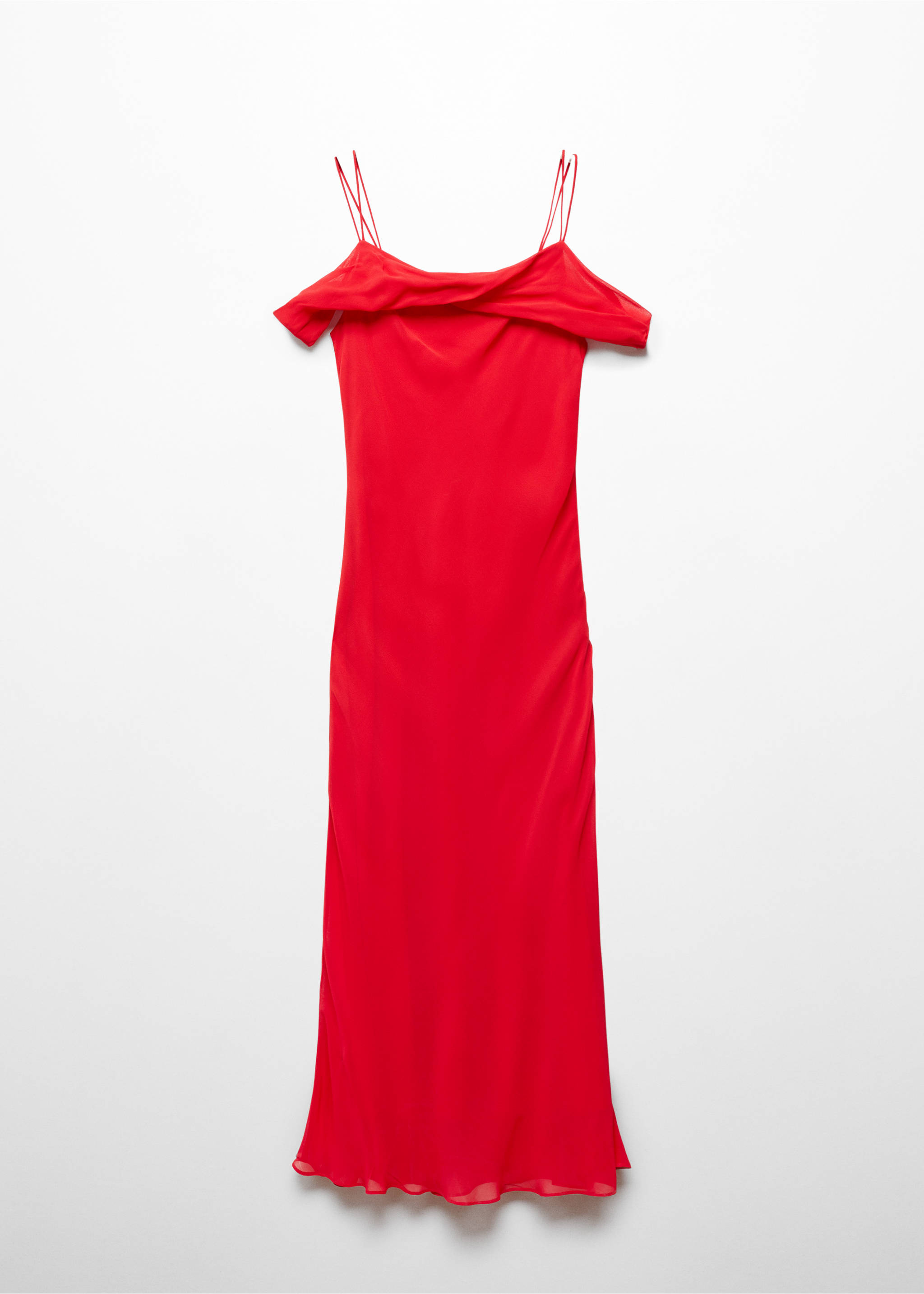 Off-the-shoulder midi-dress - Article without model, Red. Ref: 67036738-00.