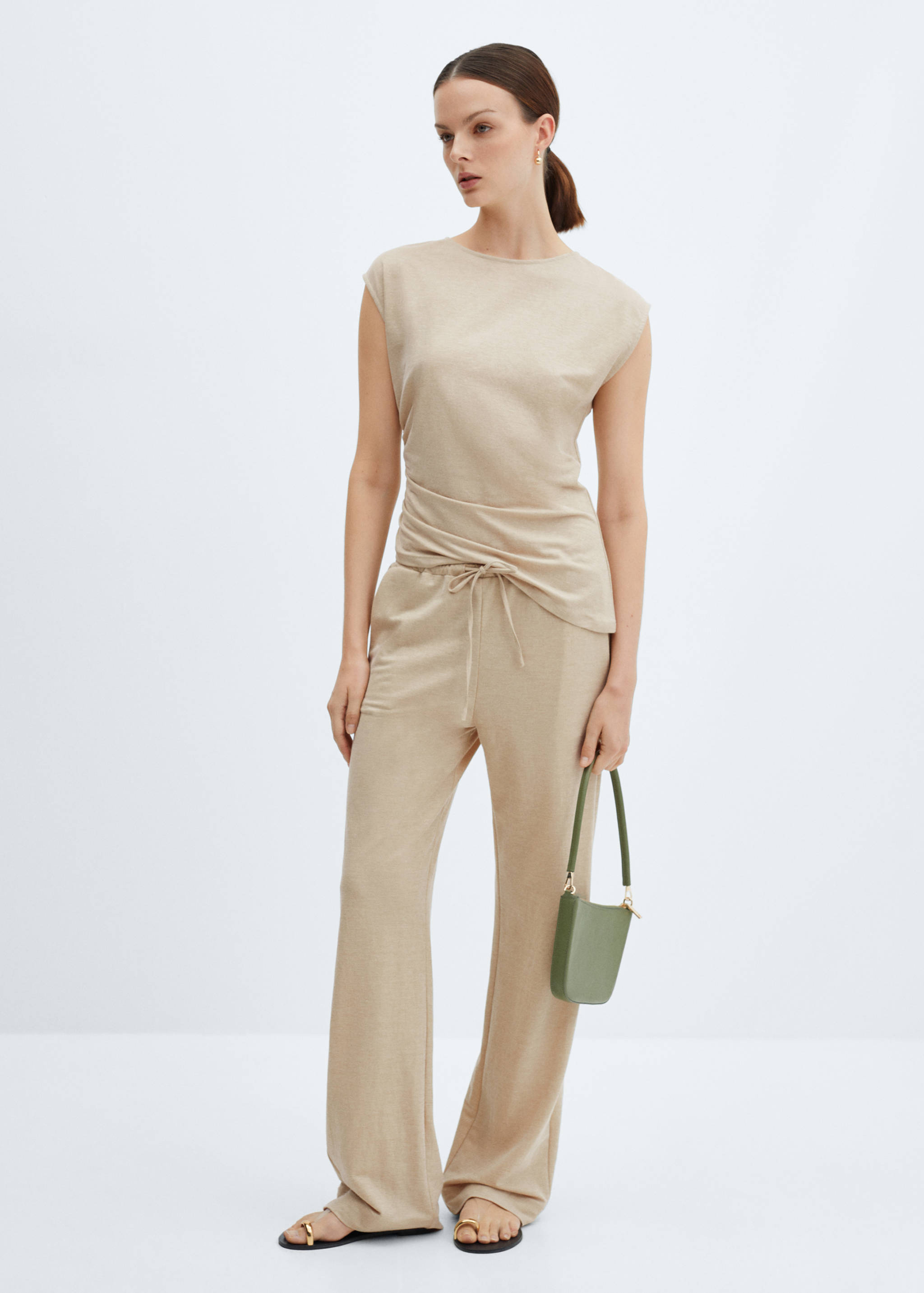 Wide leg trousers with elastic waist - General plane