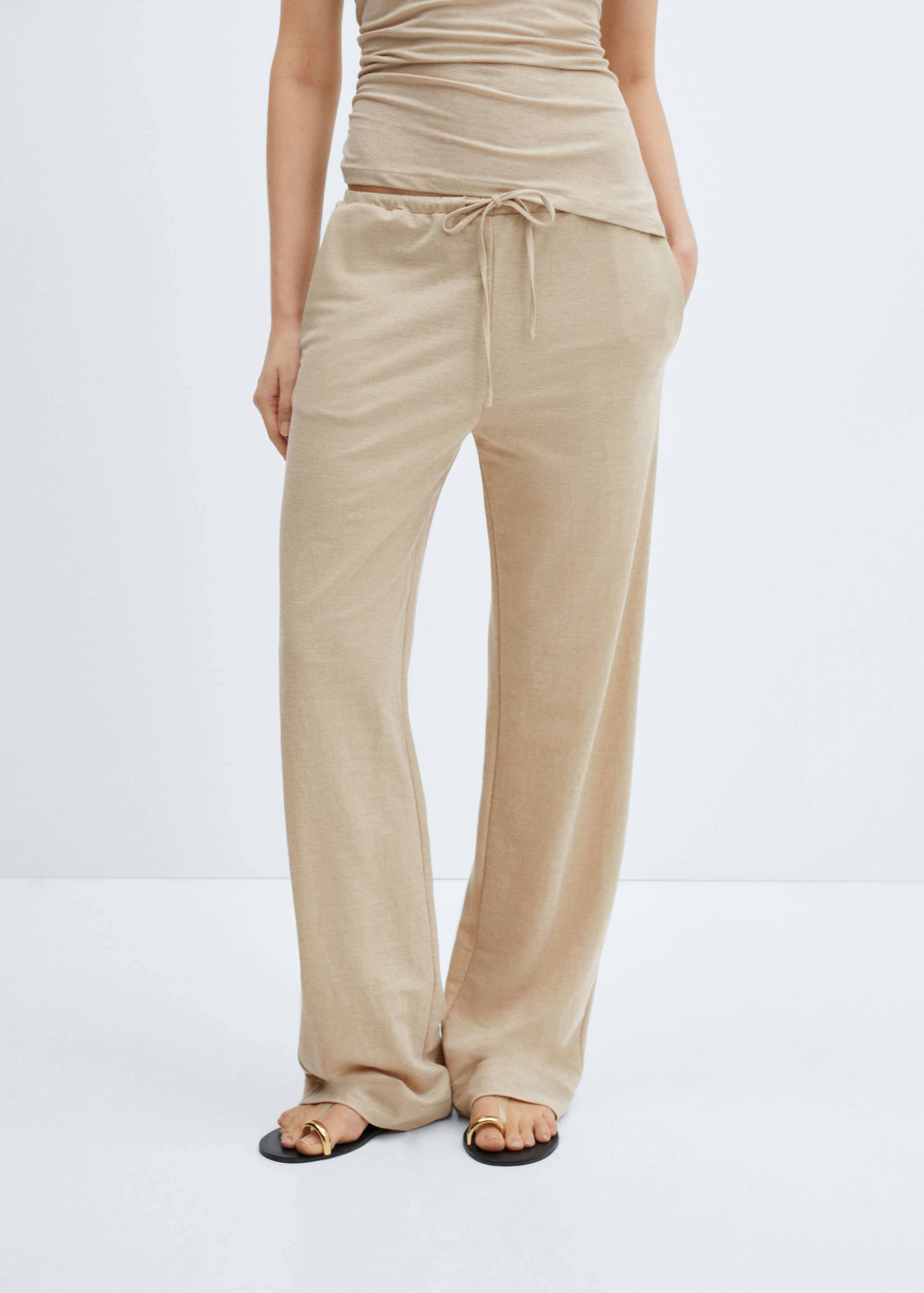 Wide leg trousers with elastic waist - Medium plane