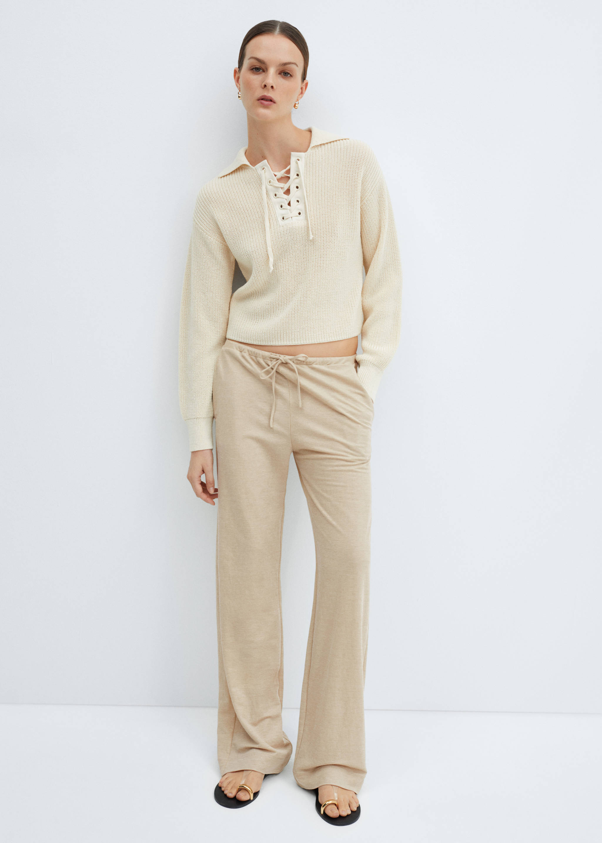 Wide leg trousers with elastic waist - Details of the article 2
