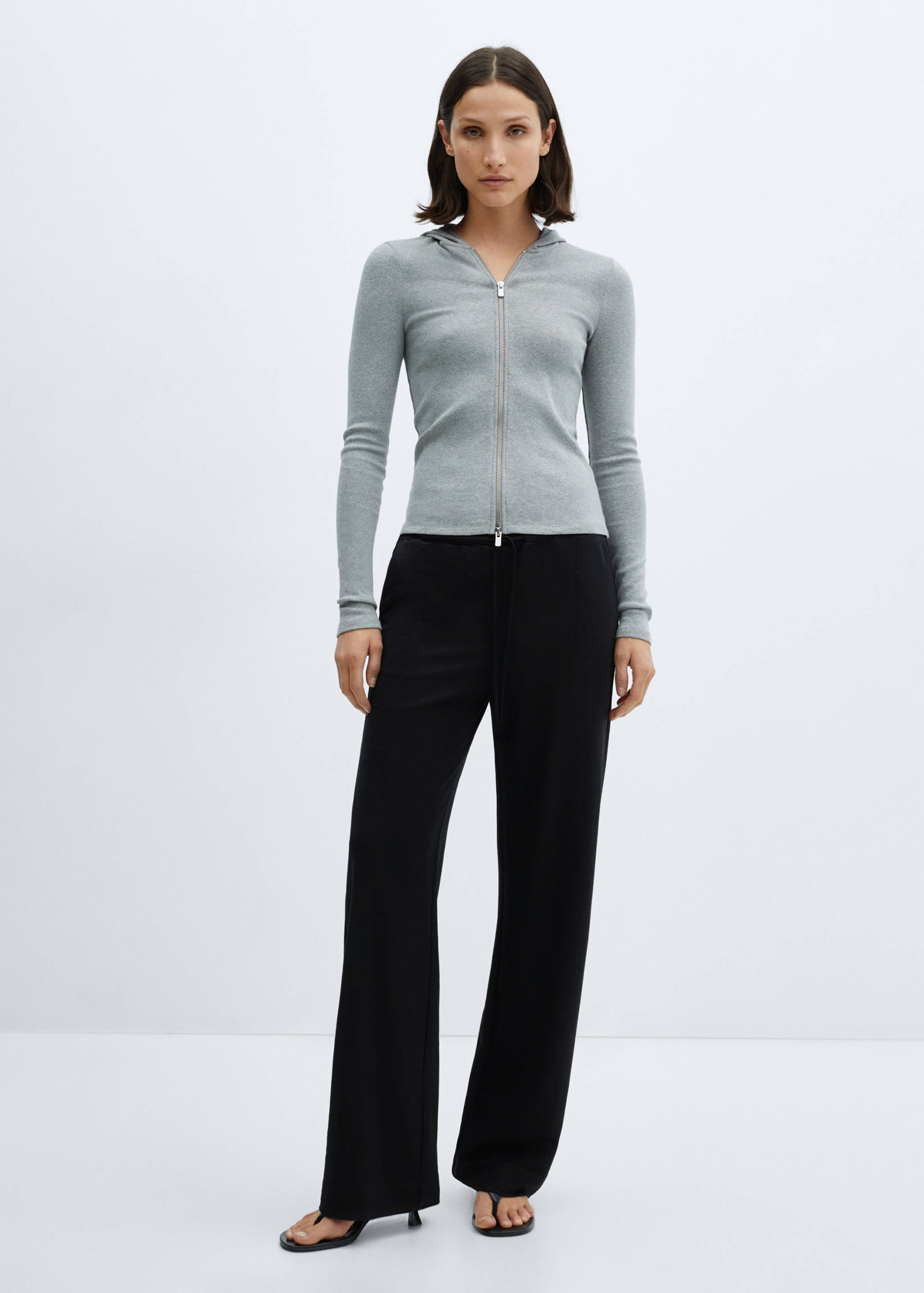 Wide leg trousers with elastic waist - General plane