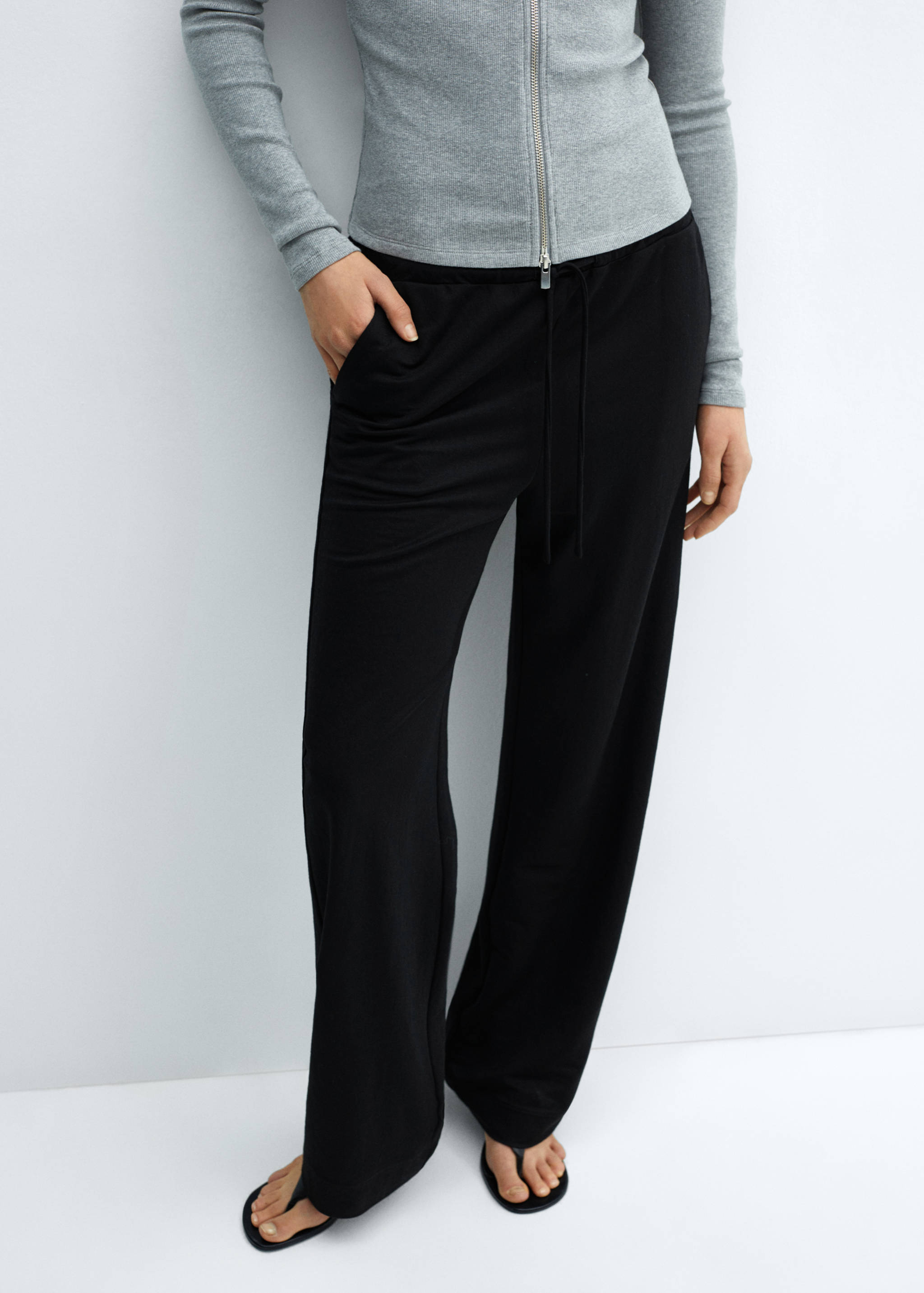 Wide leg trousers with elastic waist - Medium plane