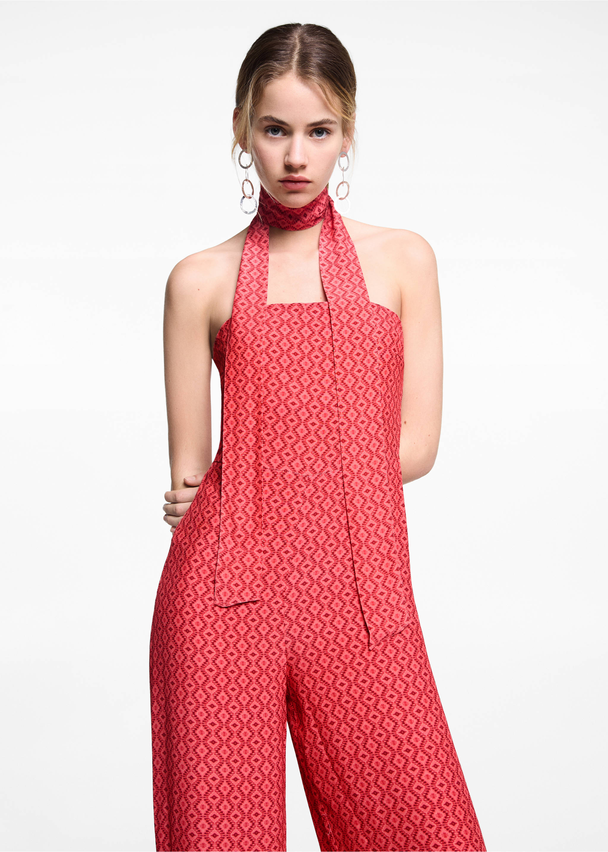 Mono palabra de honor estampado - Plano medio, Rojo coral. Ref: 67036754-00.