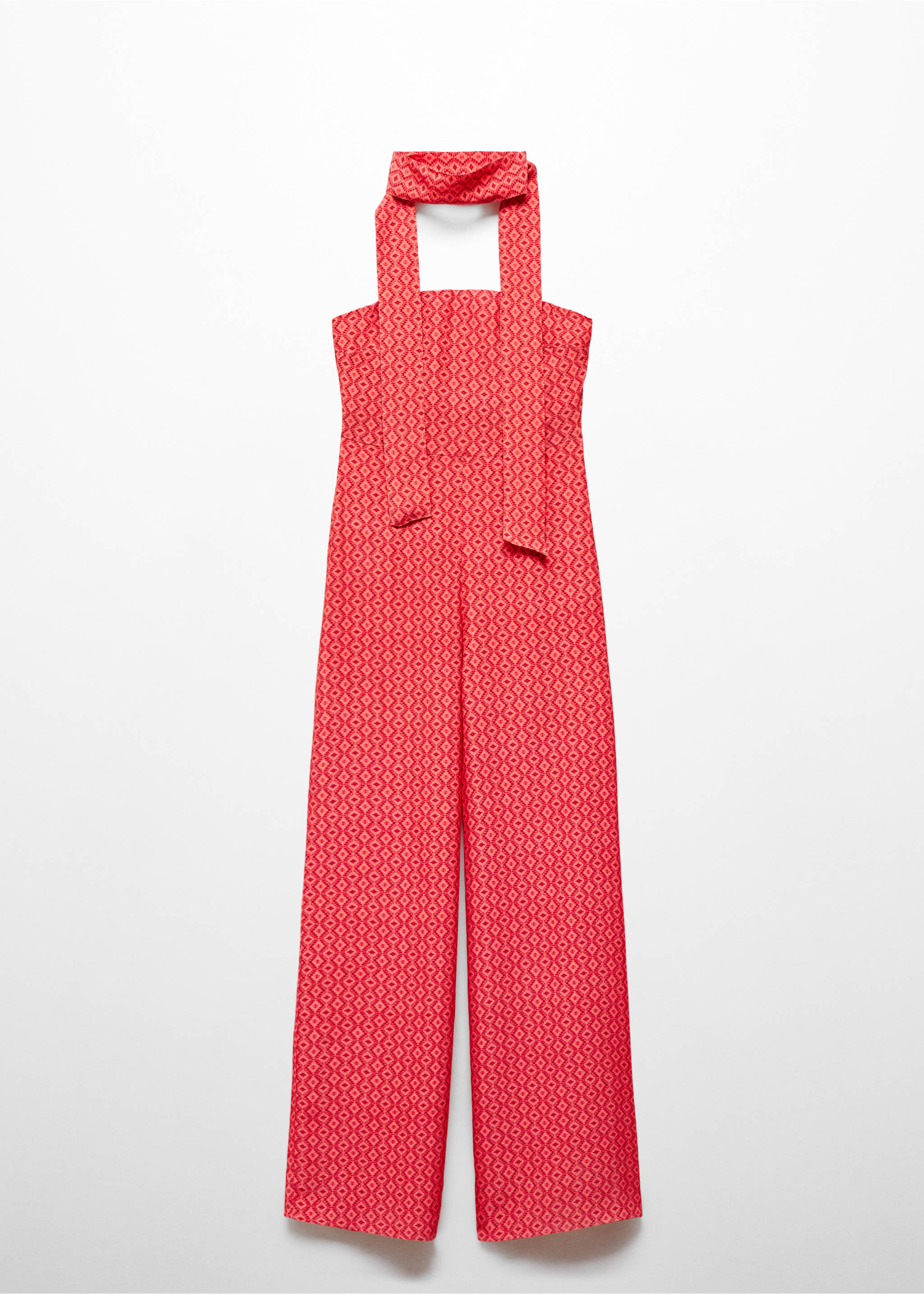 Schulterfreier Print-Jumpsuit - Artikel ohne Model, Korallrot. Ref: 67036754-00.