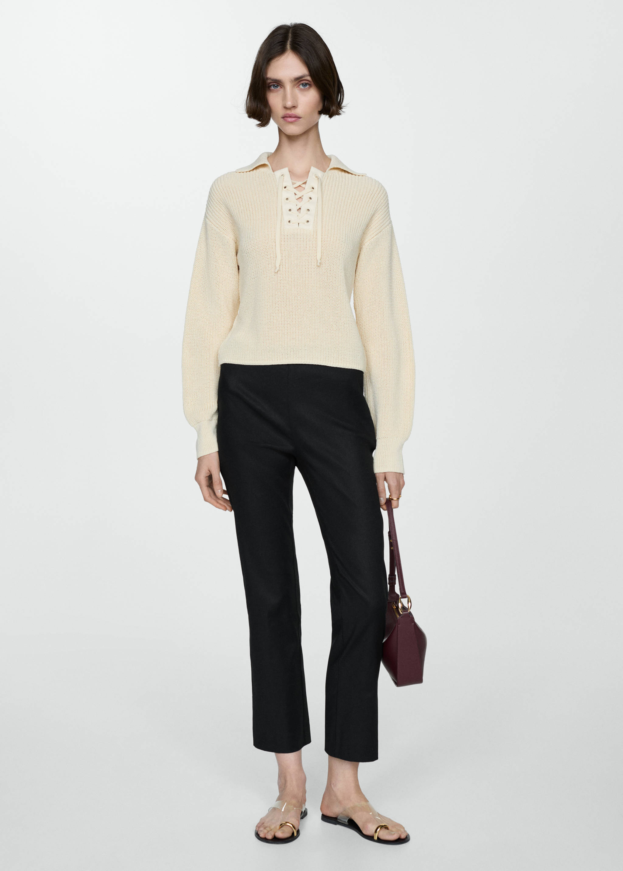 Spodnie flare z lnu - Plan ogólny