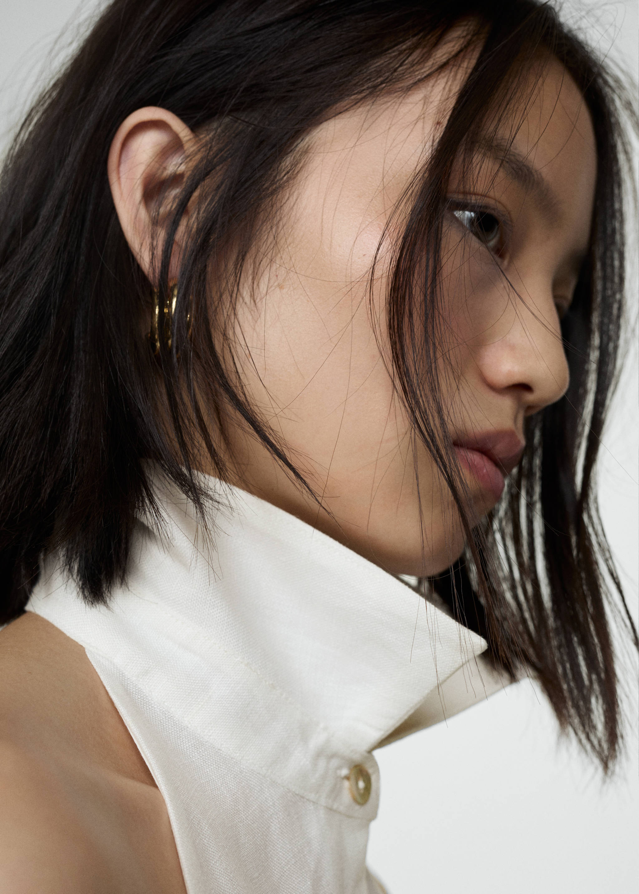 Linen shirt-collar dress - Details of the article 1