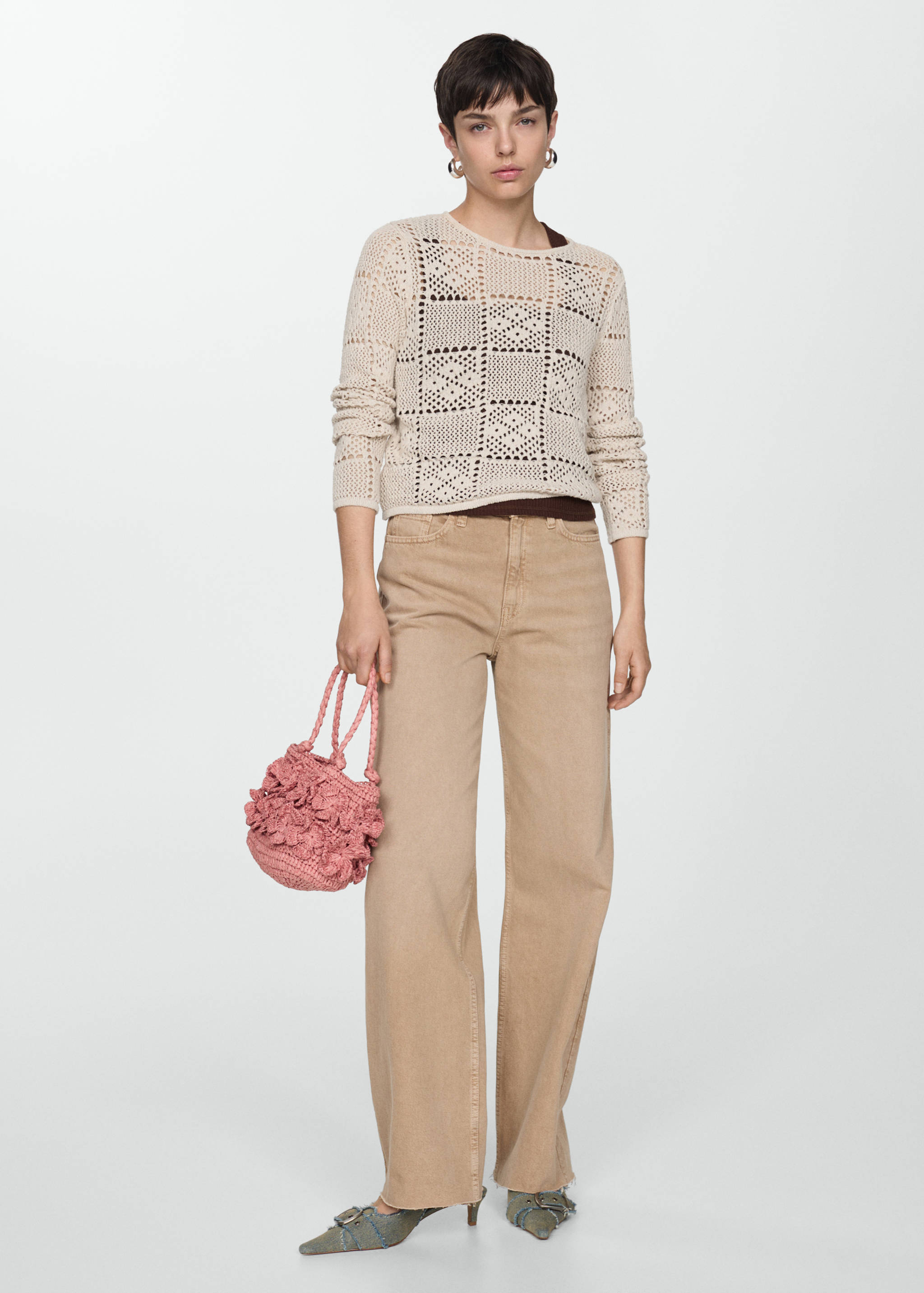 Crochet sweater with openwork details - General plane