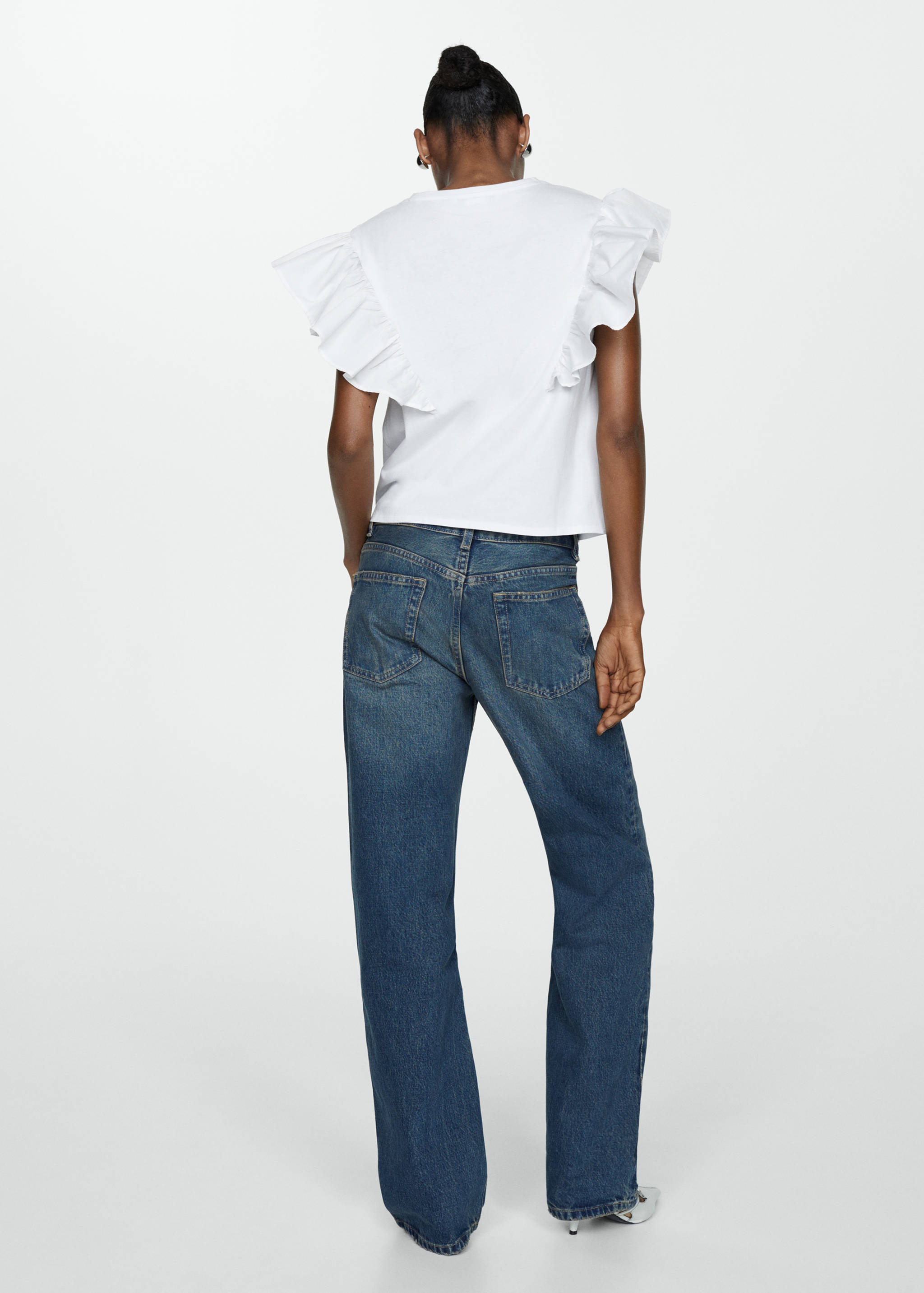 T-shirt de 100% algodão com folhos - Verso do artigo