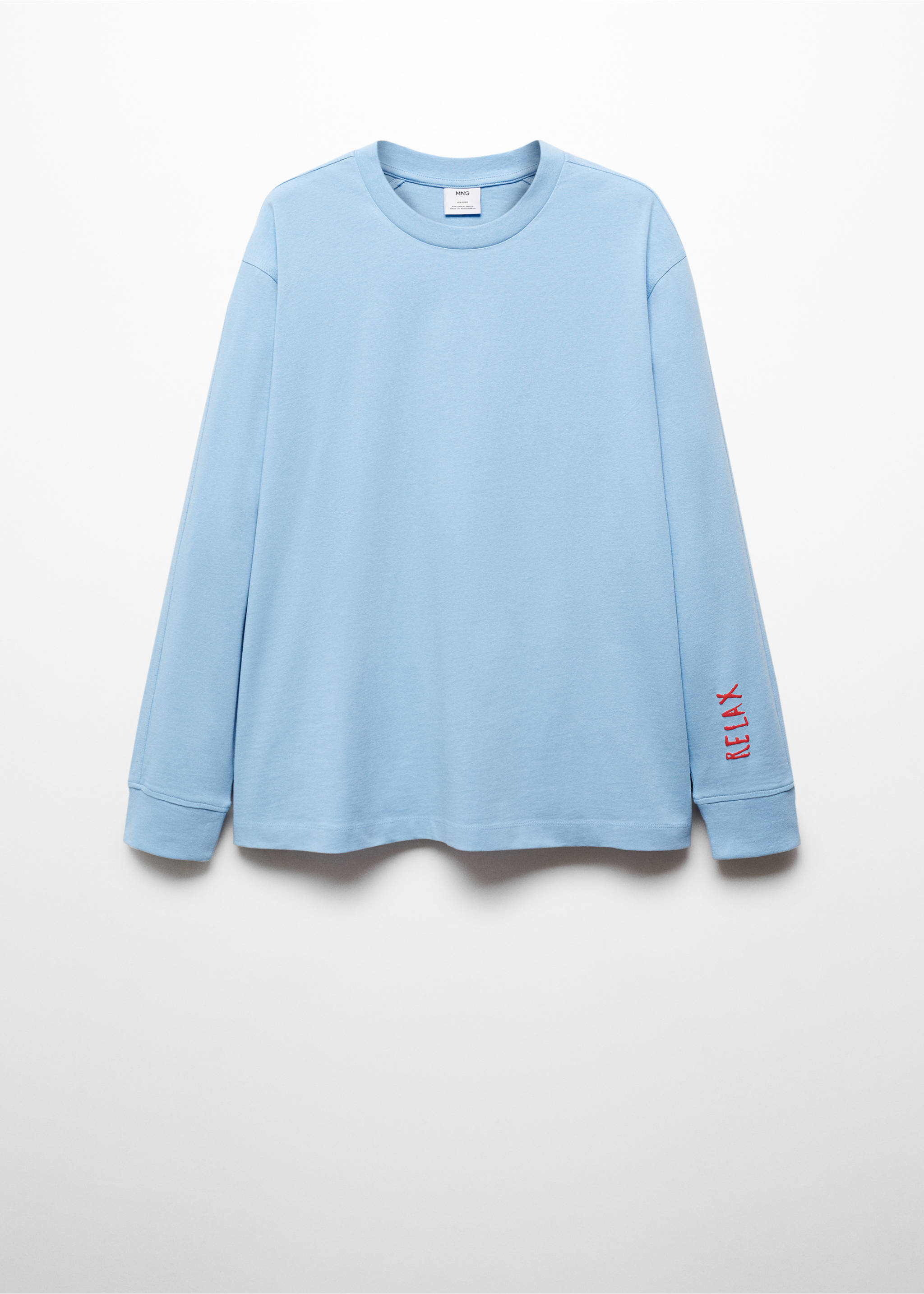 Sweatshirt aus 100 % Baumwolle mit aufgedruckter Zeichnung - Artikel ohne Model, Blau. Ref: 67037702-00.