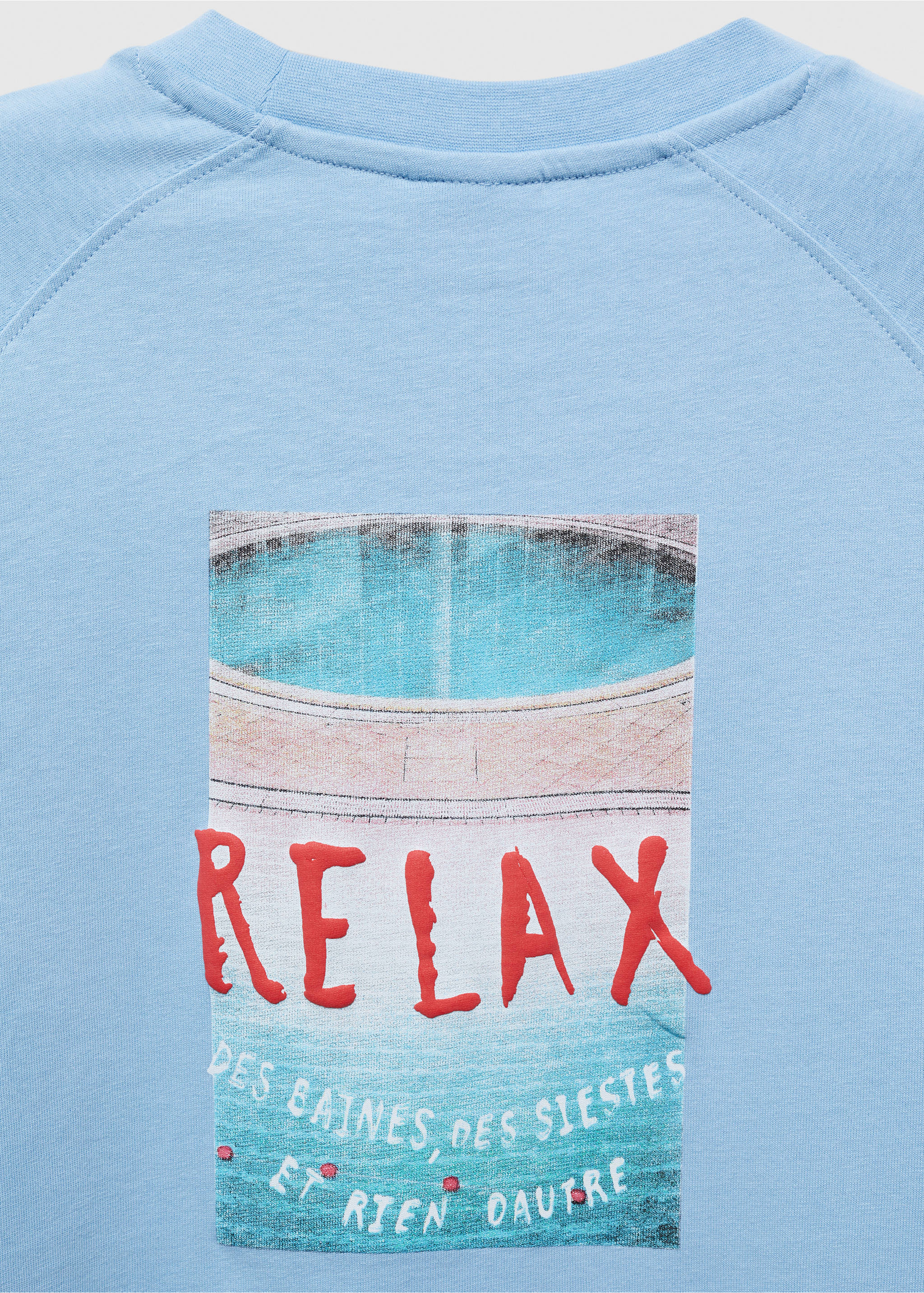 Sweatshirt aus 100 % Baumwolle mit aufgedruckter Zeichnung - Detail des Artikels 8, Blau. Ref: 67037702-00.
