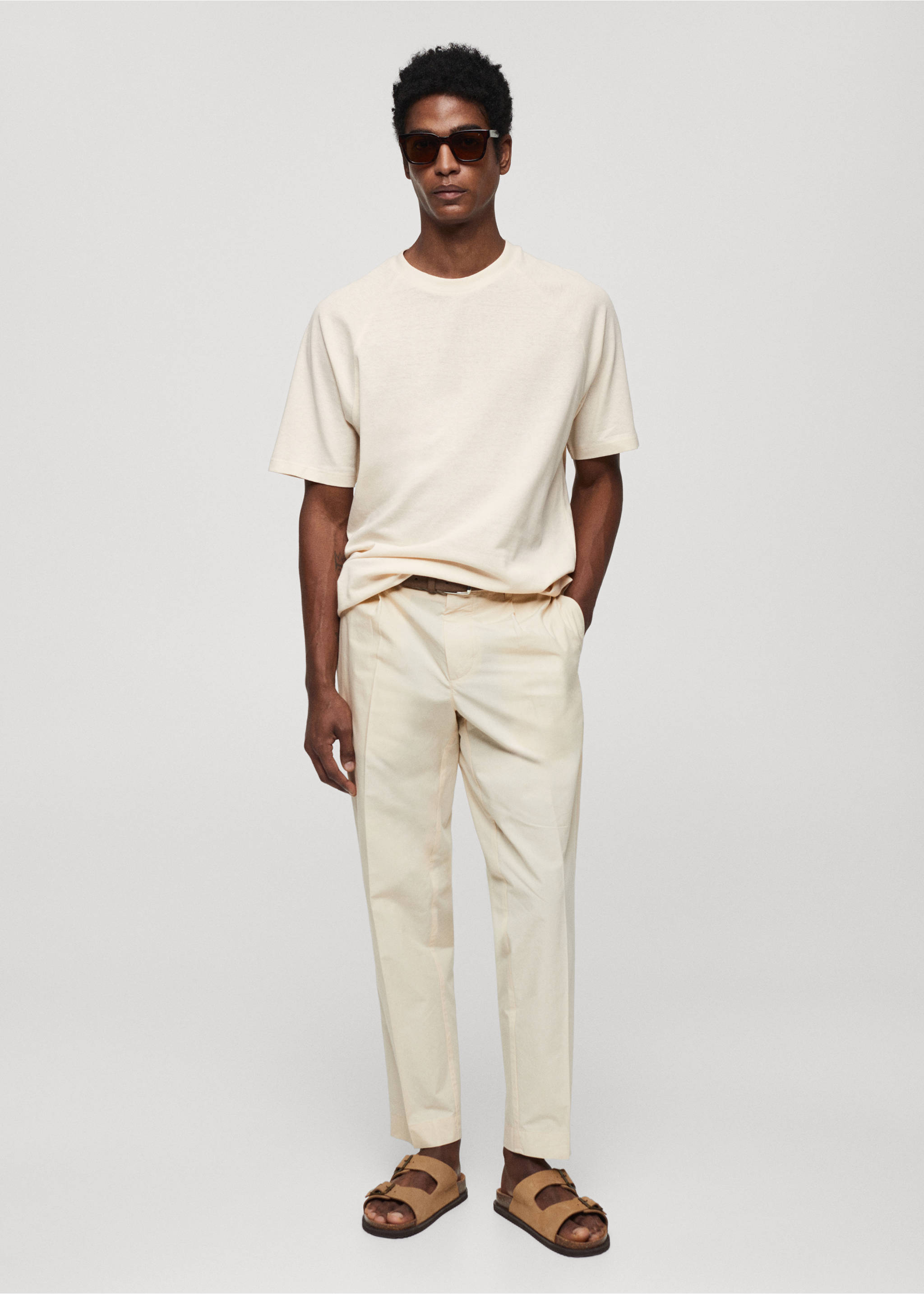 Relaxed fit cotton t-shirt - General plane, Ecru. Ref: 67037703-00.