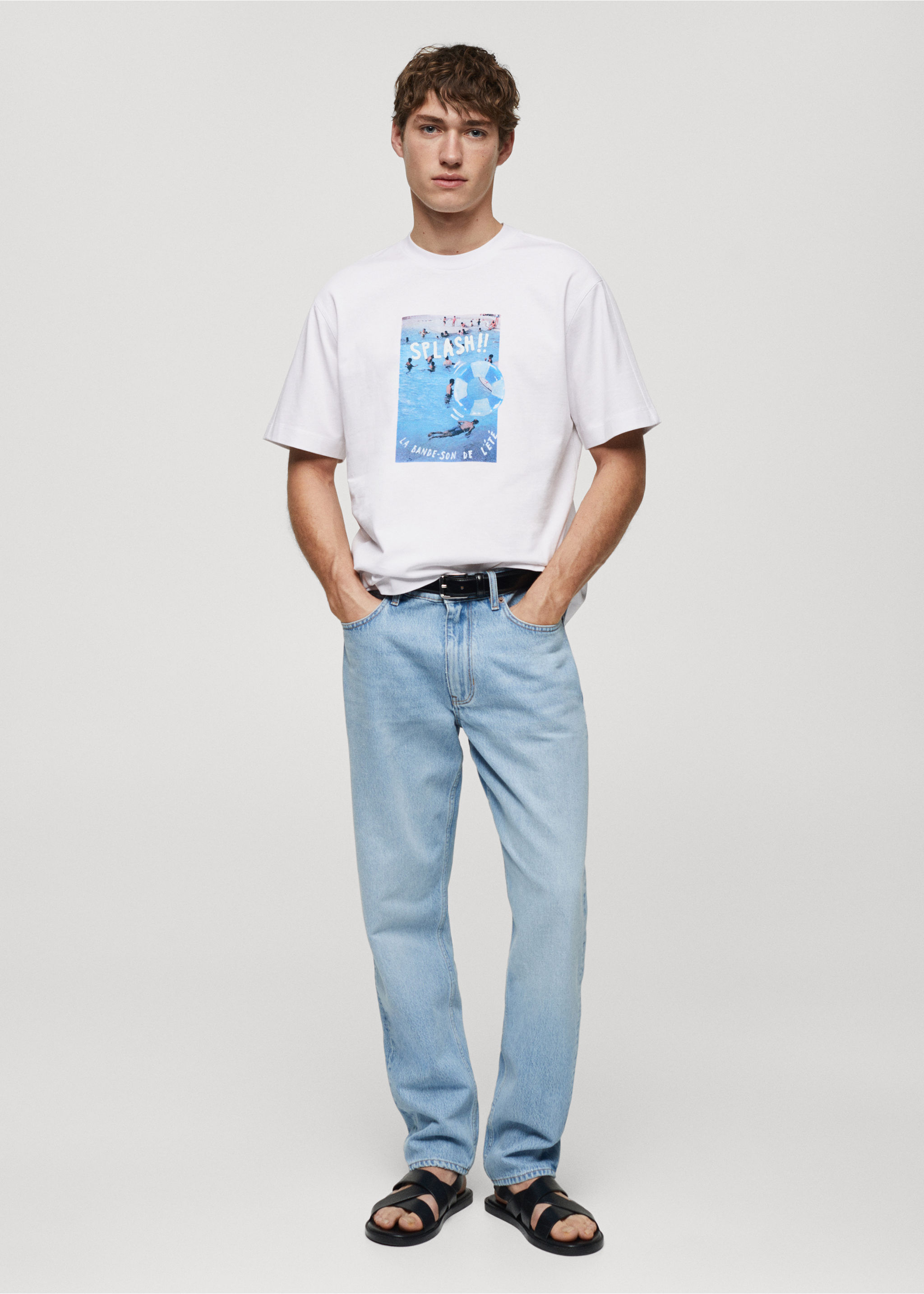 Cotton t-shirt with printed drawing - General plane