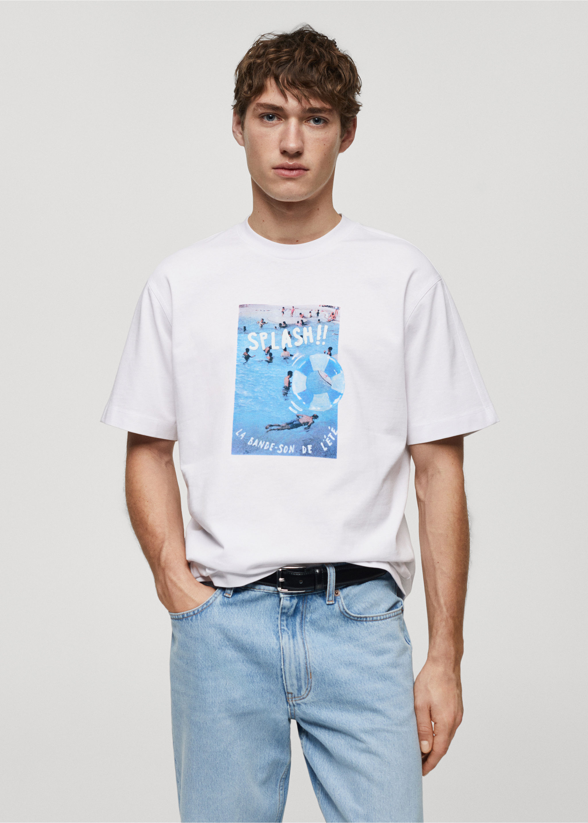 Cotton t-shirt with printed drawing - Medium plane