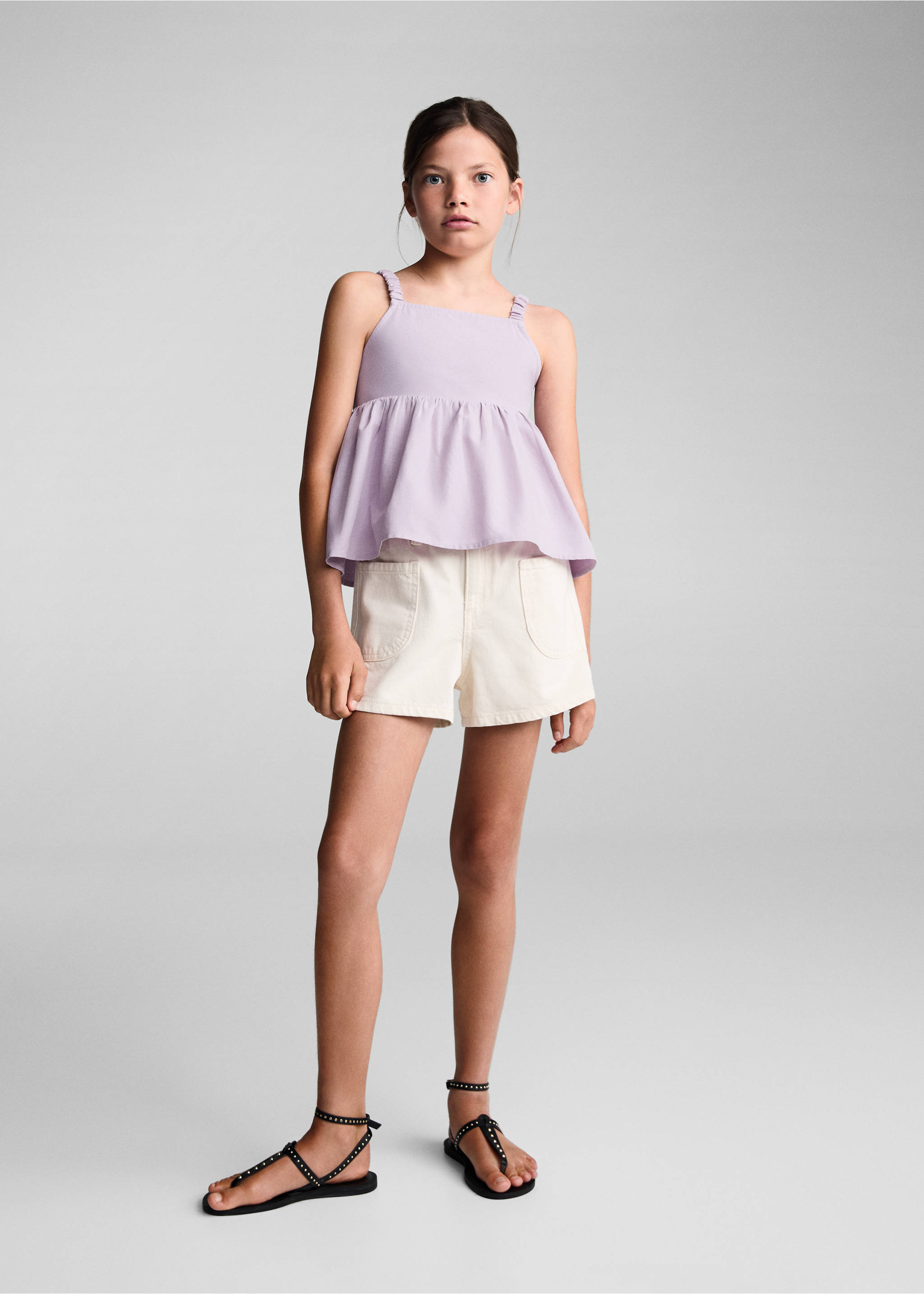 Strap linen top - General plane, Light/Pastel Purple. Ref: 67037705-00.