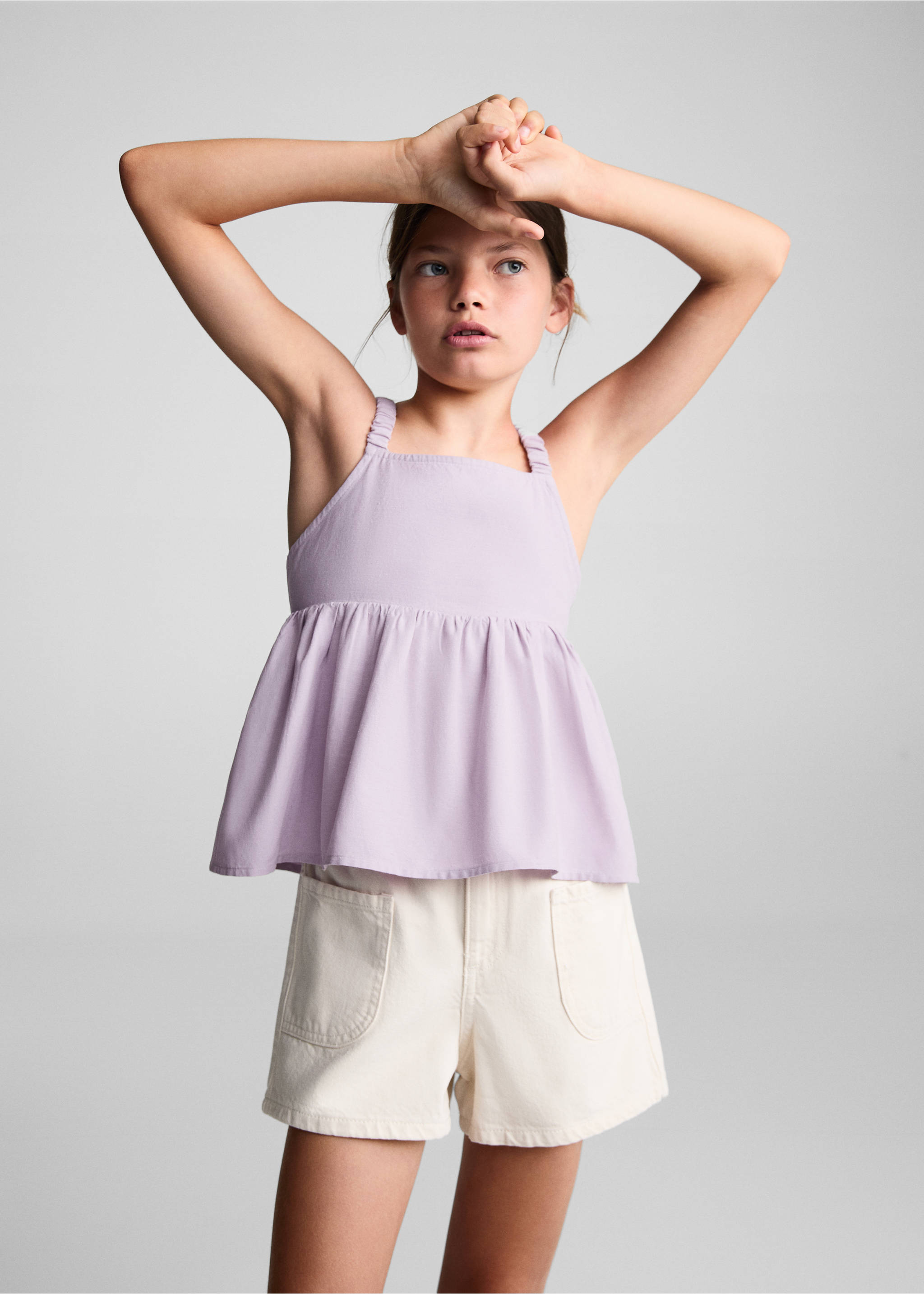 Strap linen top - Medium plane, Light/Pastel Purple. Ref: 67037705-00.