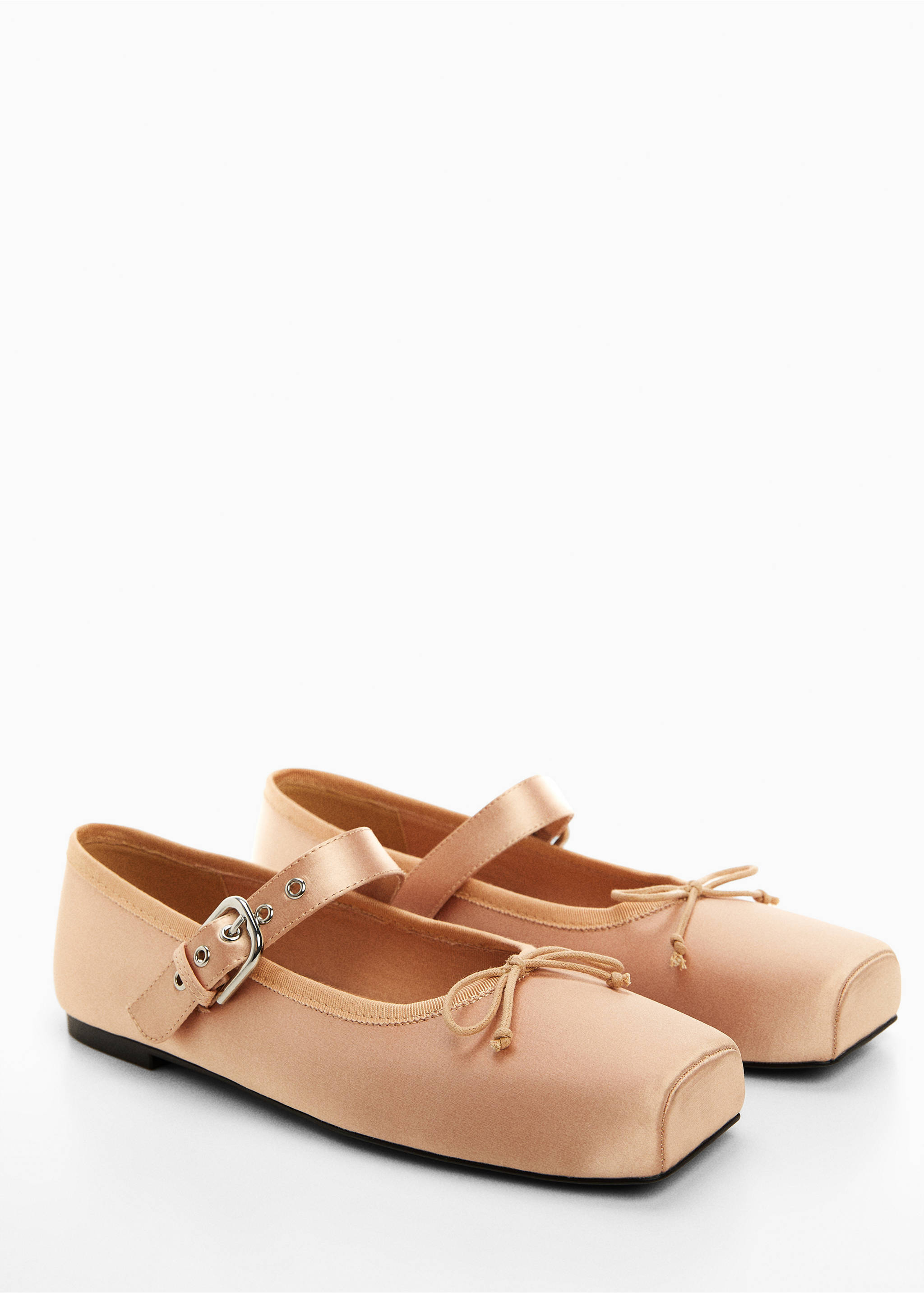 Satin ballet flats with buckle - Medium plane, Nude. Ref: 67037707-00.