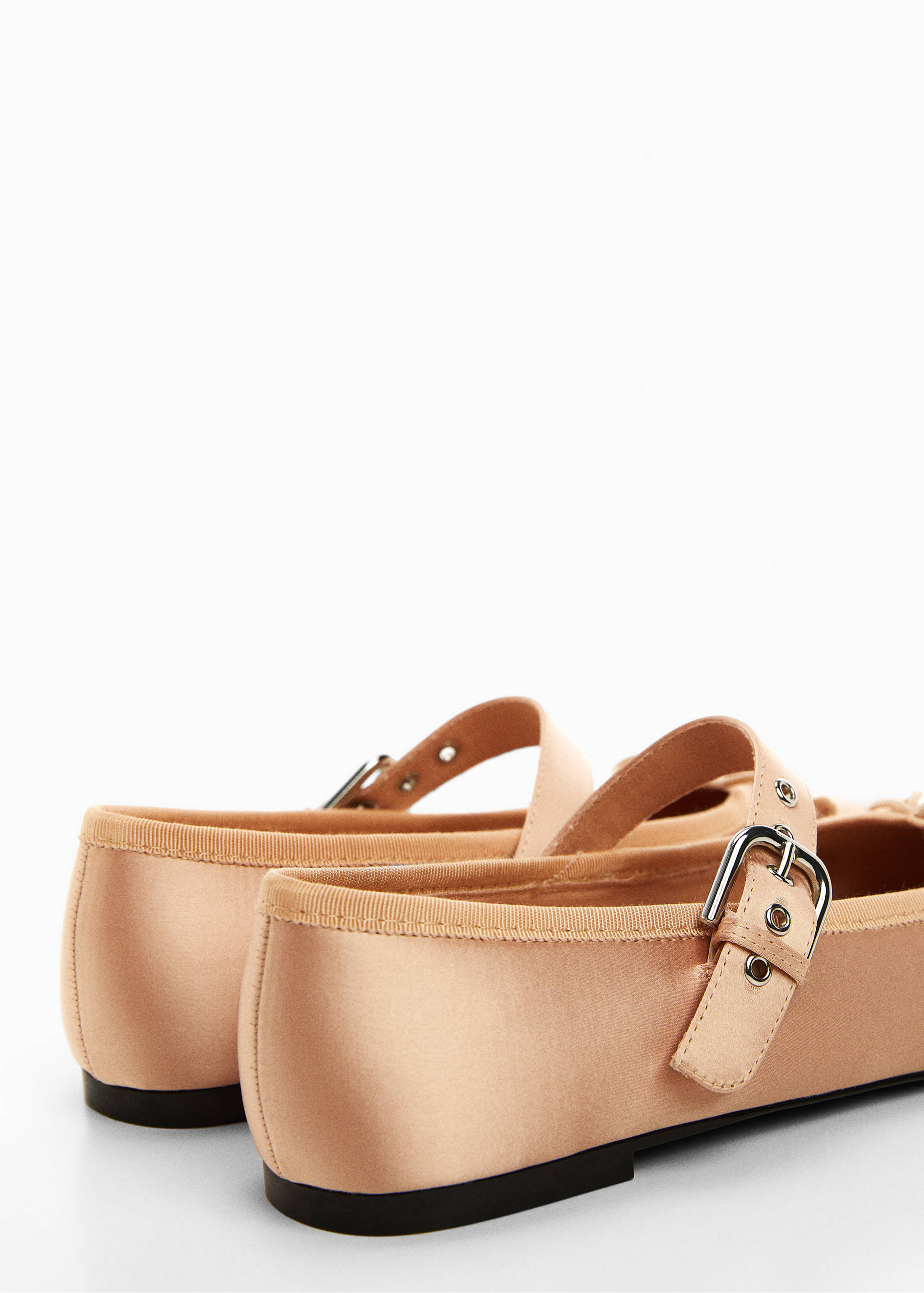 Satin ballet flats with buckle - Details of the article 1, Nude. Ref: 67037707-00.
