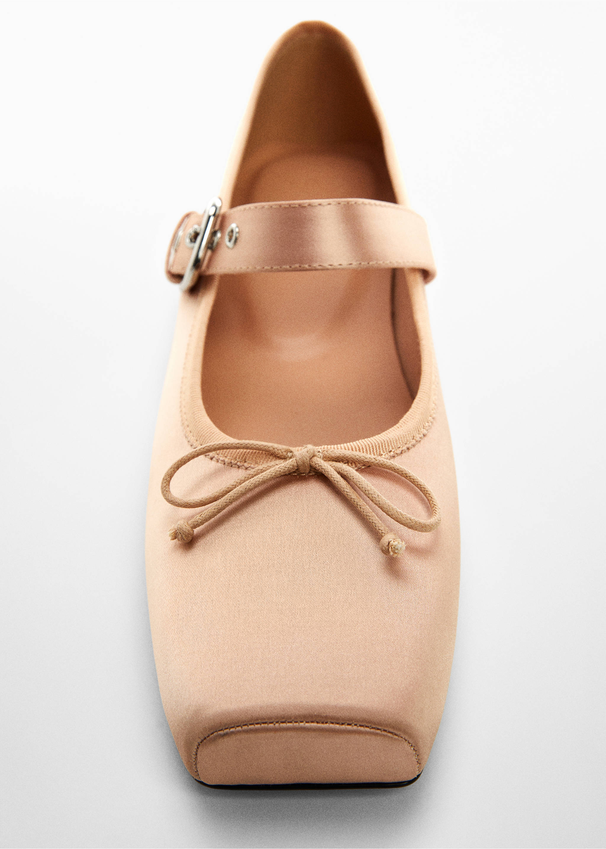 Satin ballet flats with buckle - Details of the article 3, Nude. Ref: 67037707-00.
