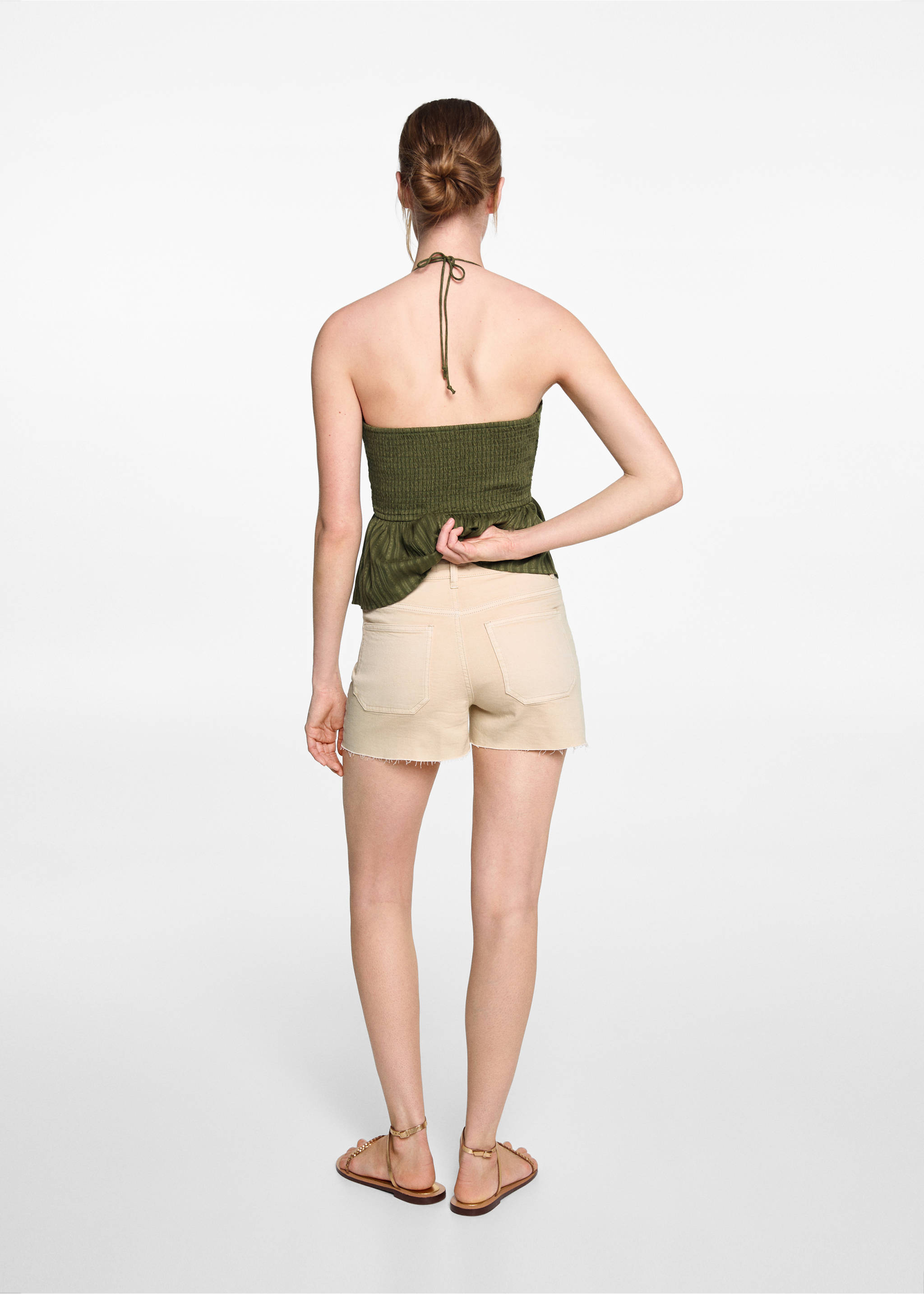Cotton shorts with pockets - Reverse of the article, Beige. Ref: 67037715-00.