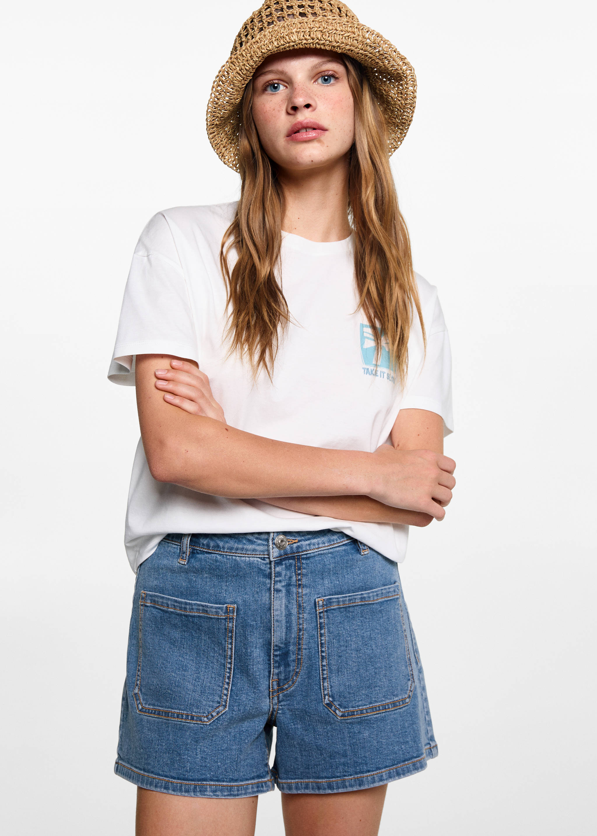 Denim shorts with pockets - Medium plane